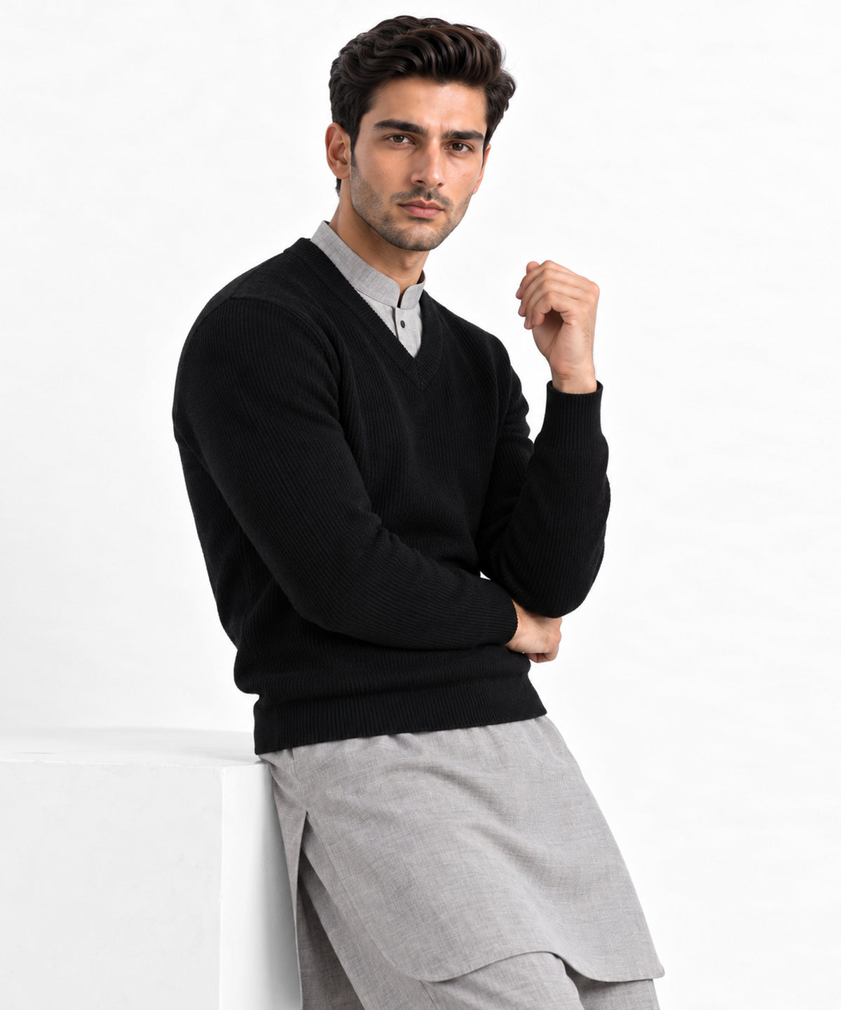 Green Crew Neck Sweater - front view