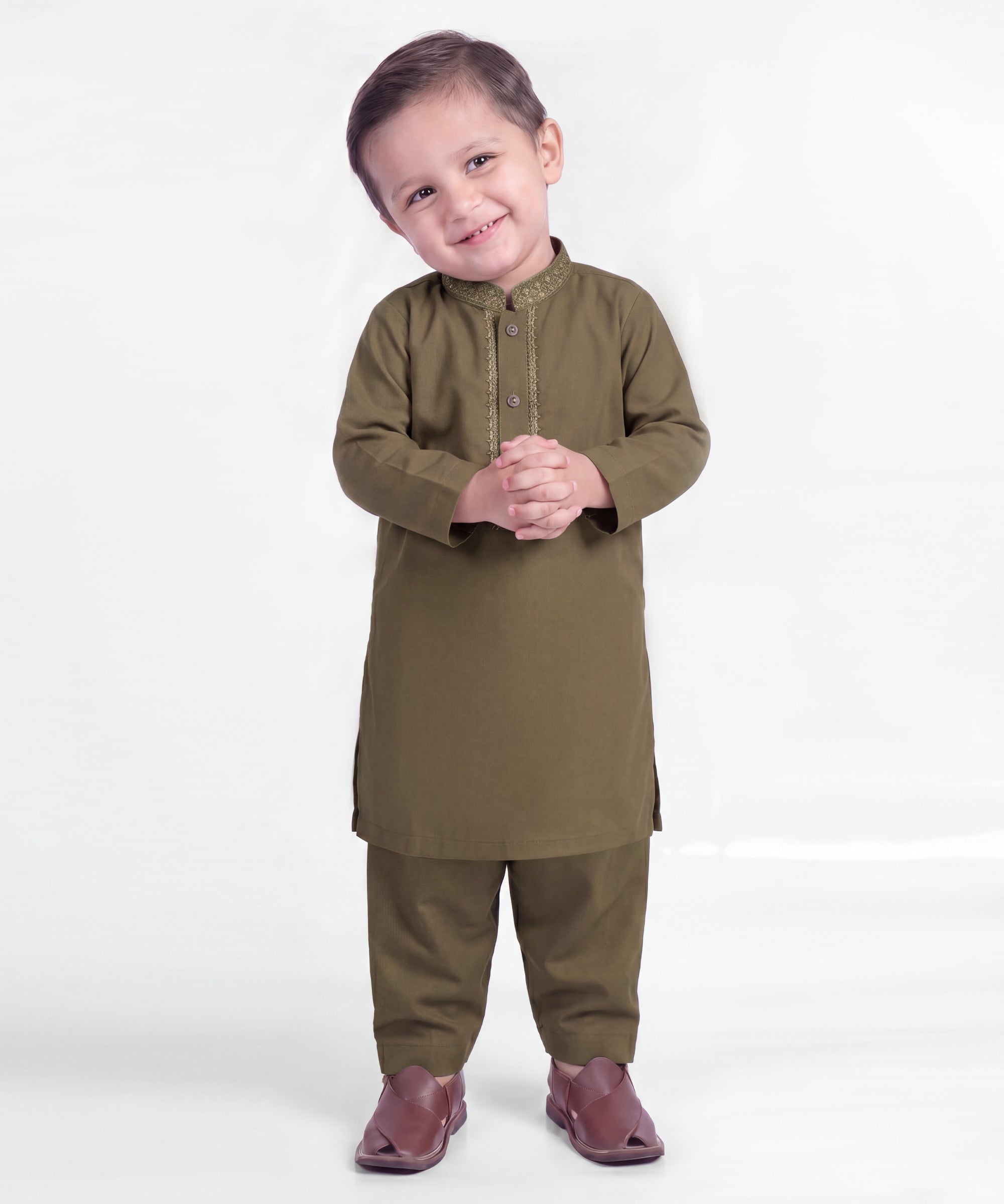 Olive Kameez Shalwar