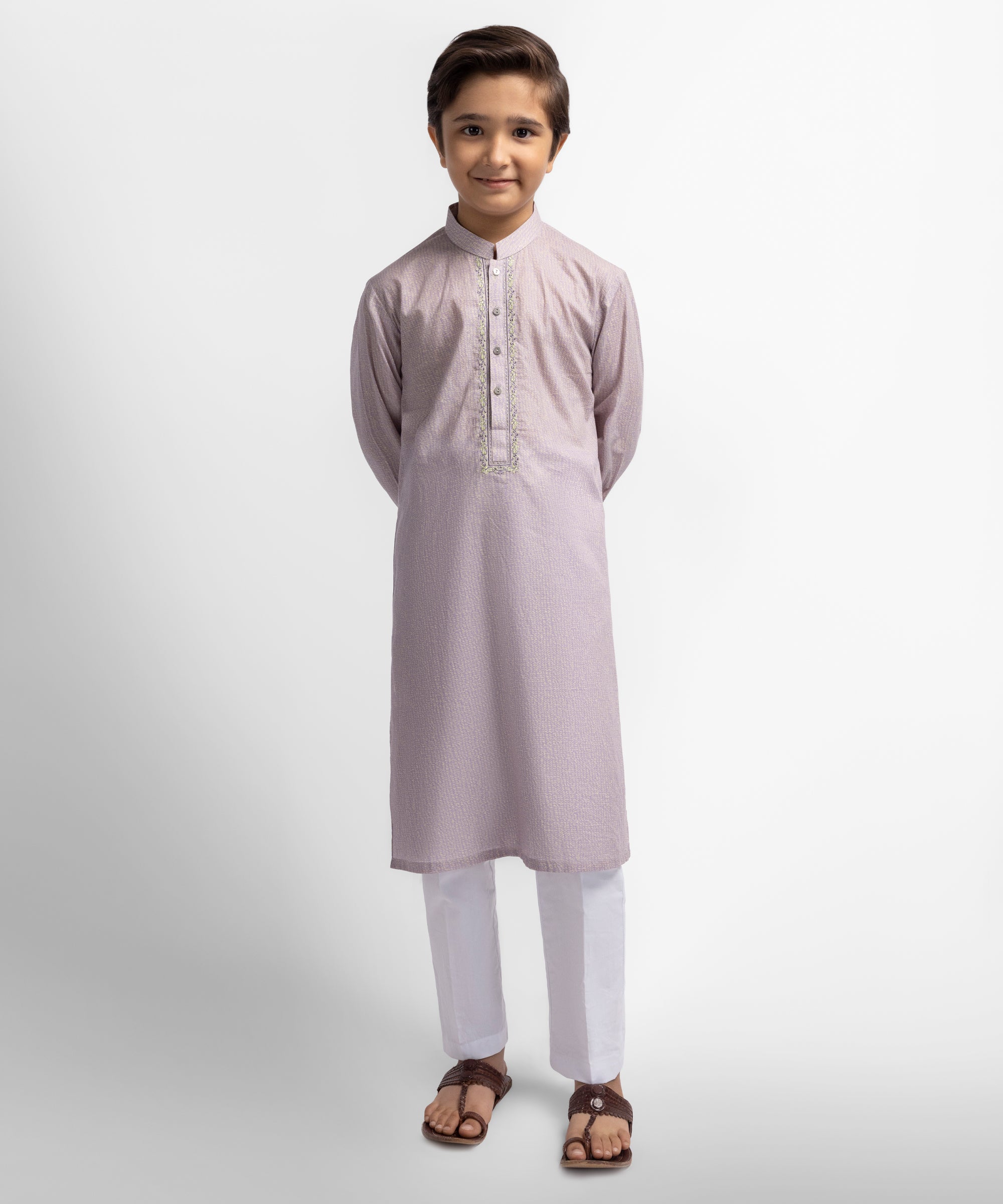 Light Purple Cotton Semi-Formal Kurta