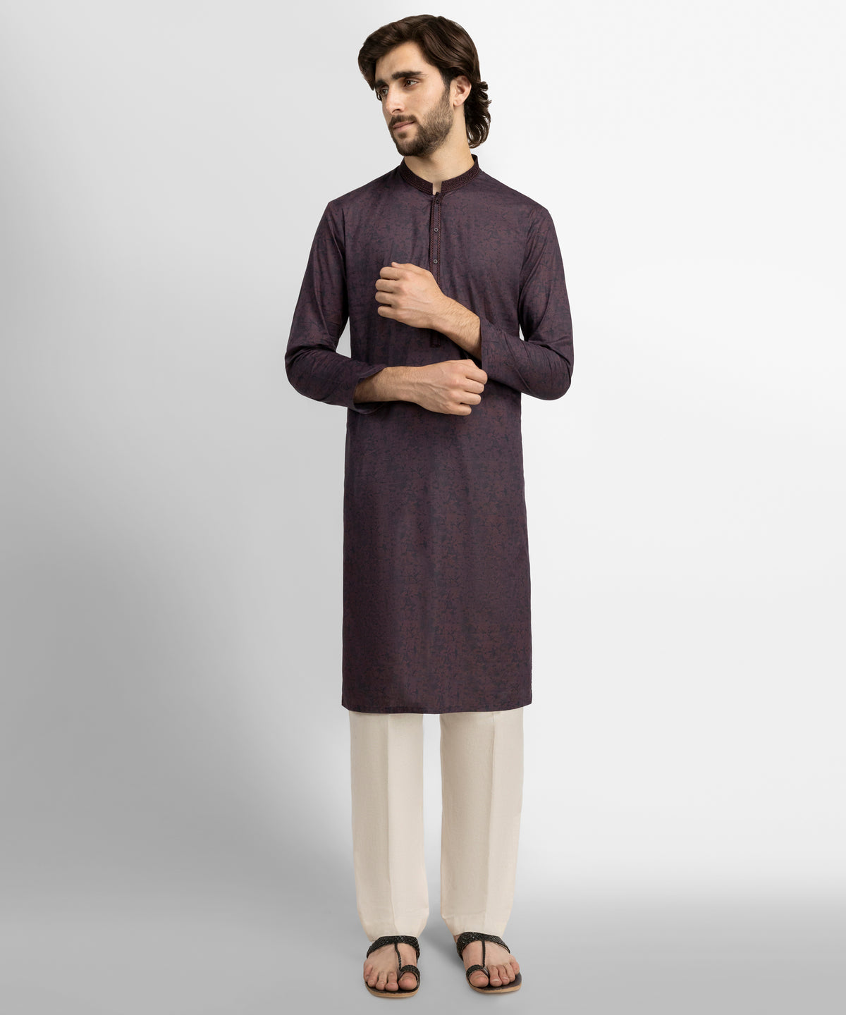 Maroon Semi-Formal Cotton Kurta
