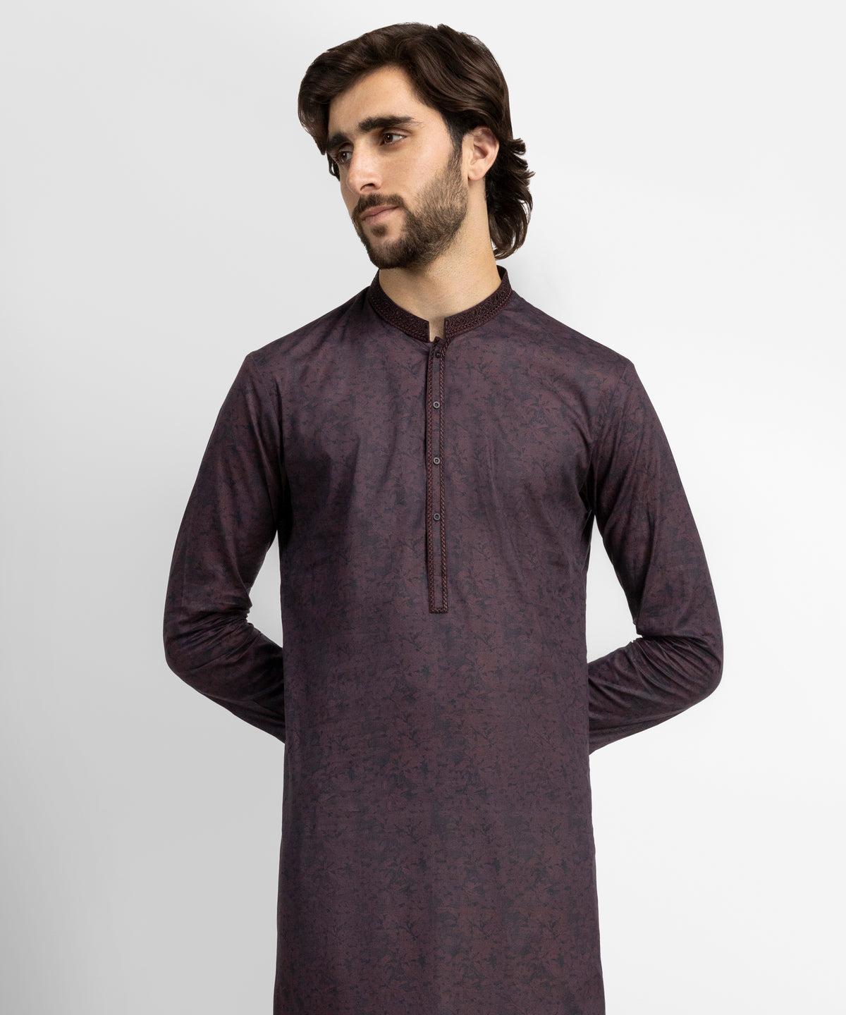 Maroon Semi-Formal Cotton Kurta