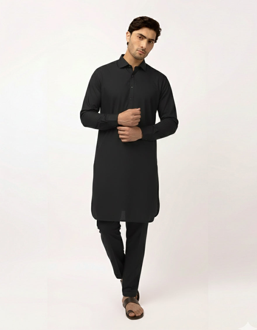 Grey Plain Kurta Trousers