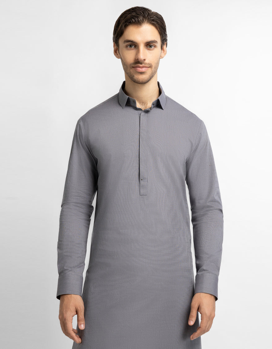 GREY COTTON PLAIN KAMEEZ SHALWAR