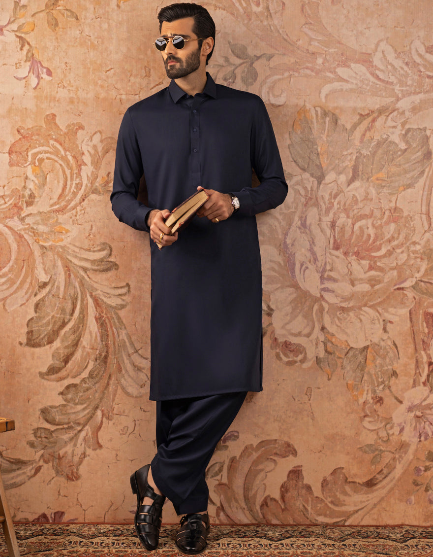 NAVY BLUE PLAIN KAMEEZ SHALWAR