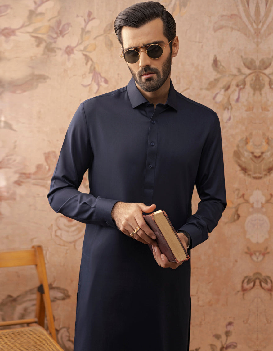NAVY BLUE PLAIN KAMEEZ SHALWAR