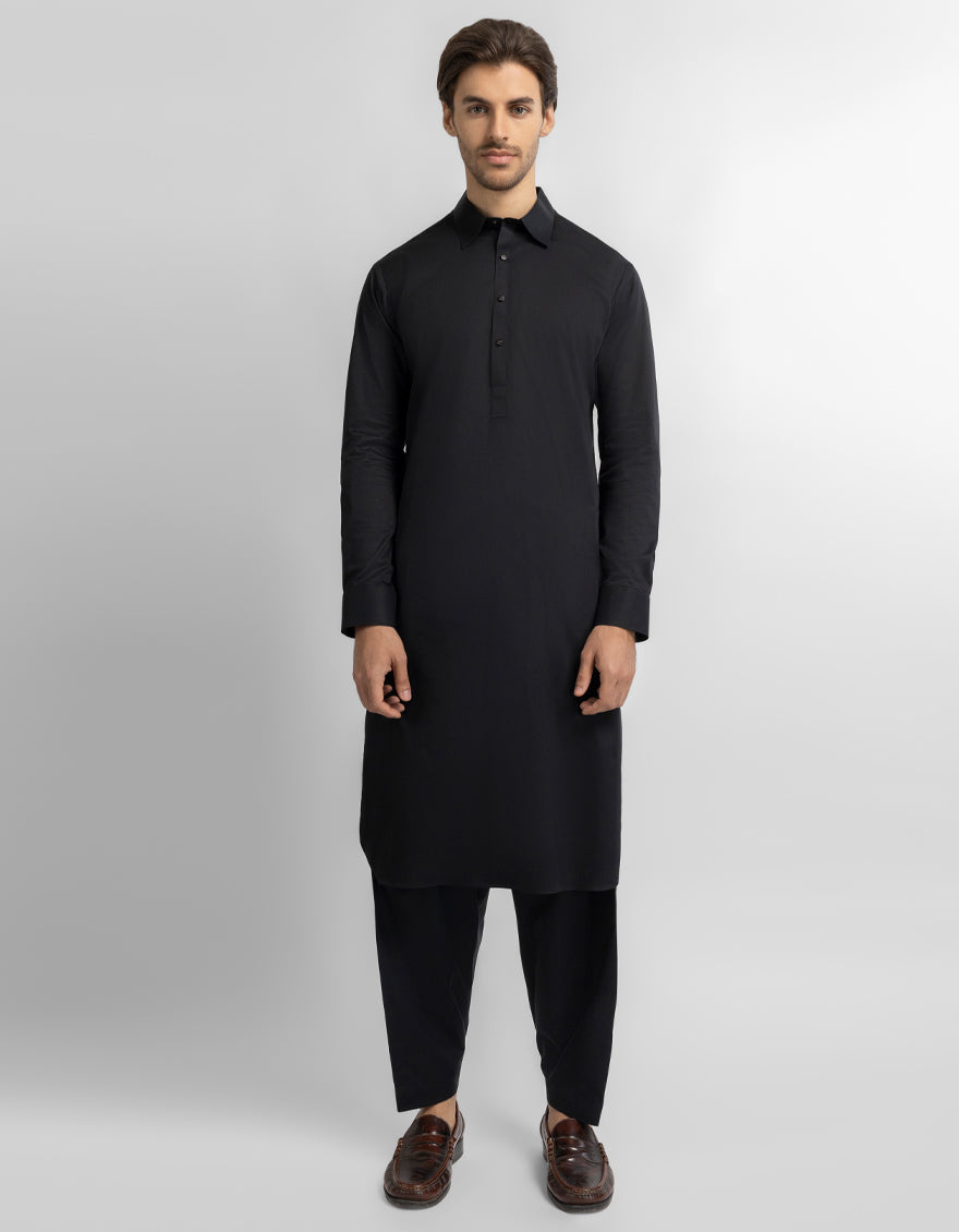 BLACK COTTON PLAIN KAMEEZ SHALWAR