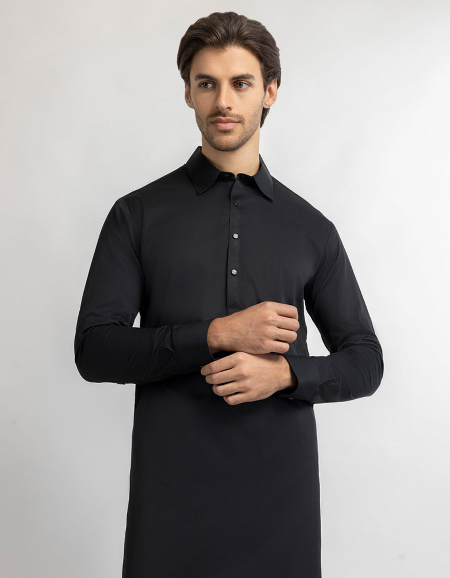 BLACK COTTON PLAIN KAMEEZ SHALWAR