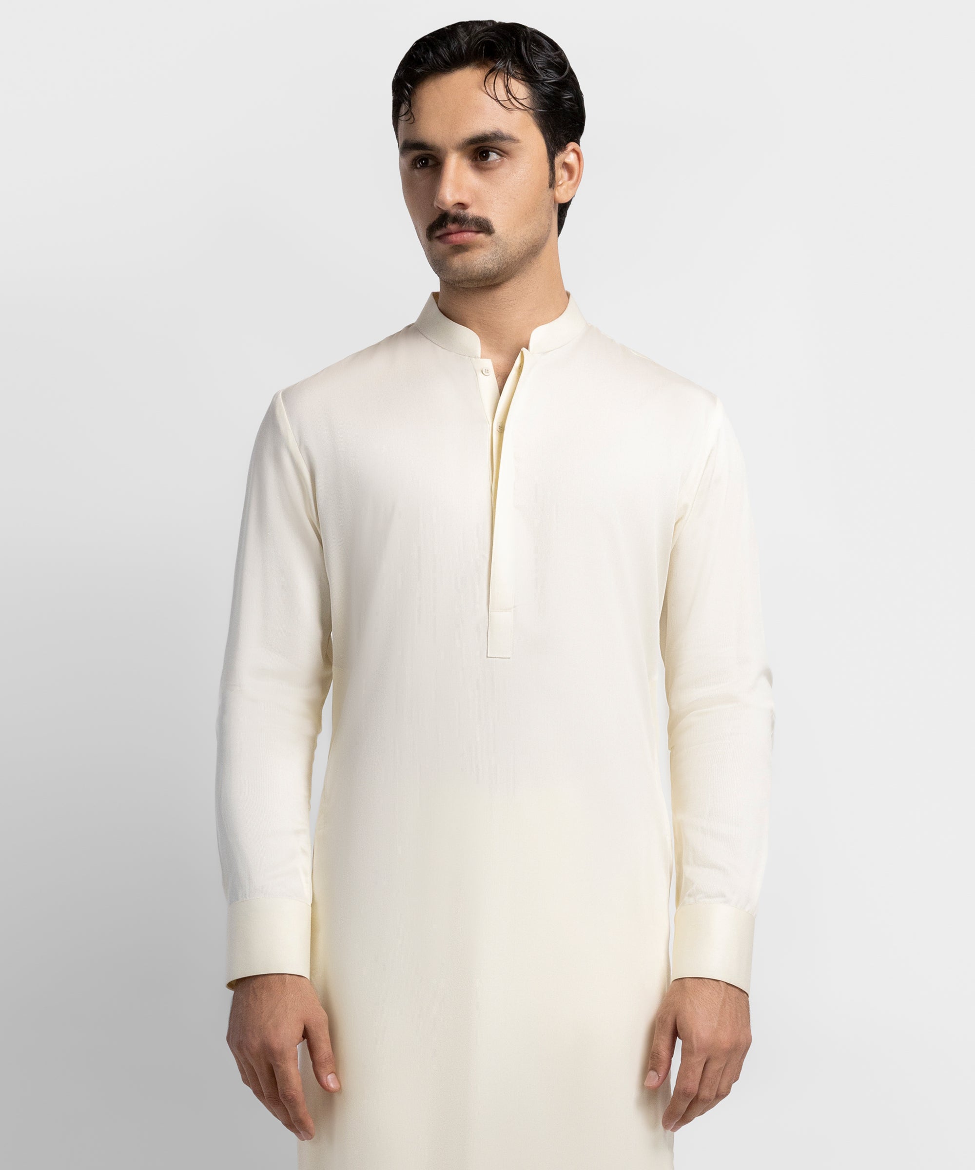 Cream Plain Kameez Shalwar