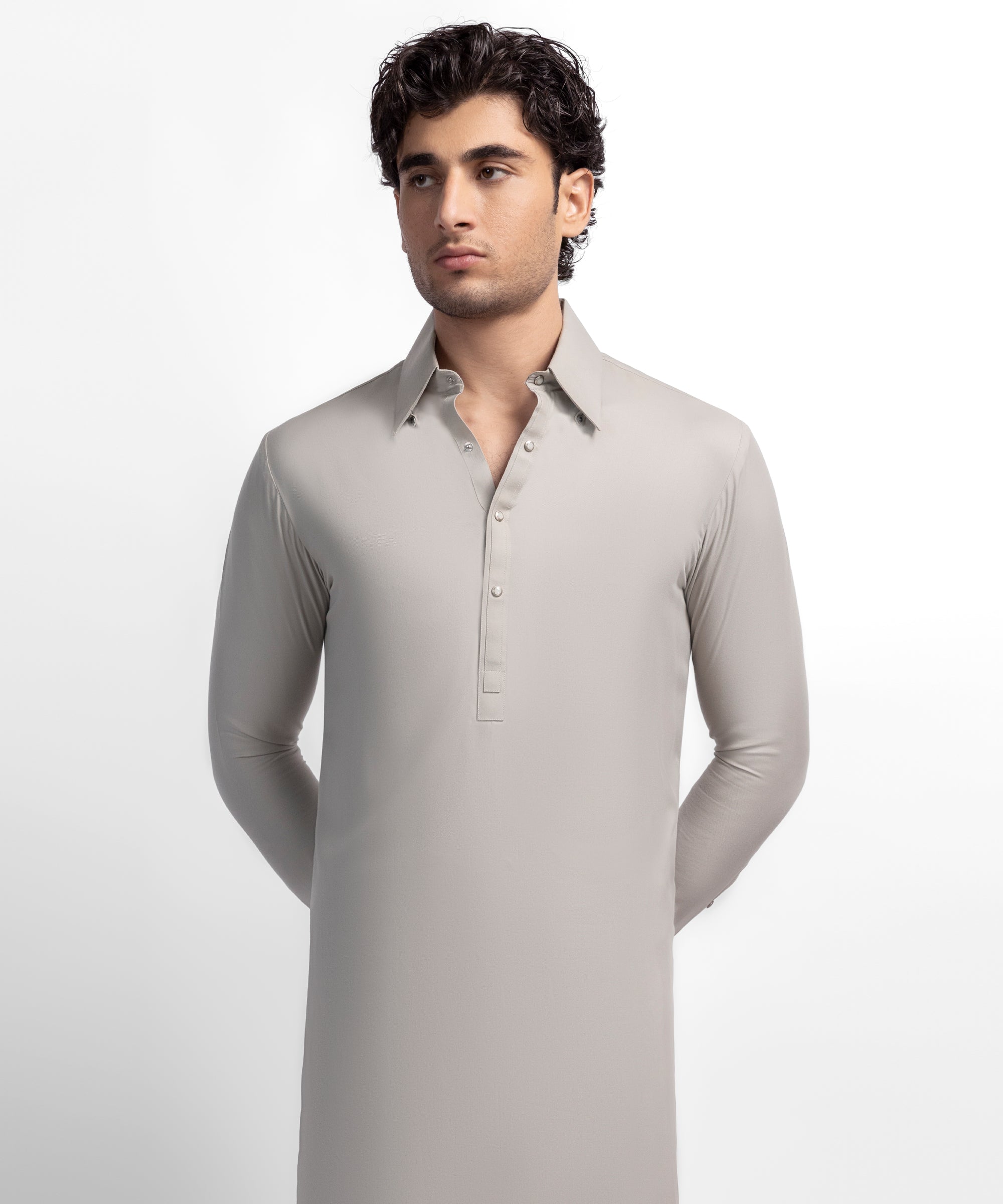 Ash Grey Formal Kameez Shalwar
