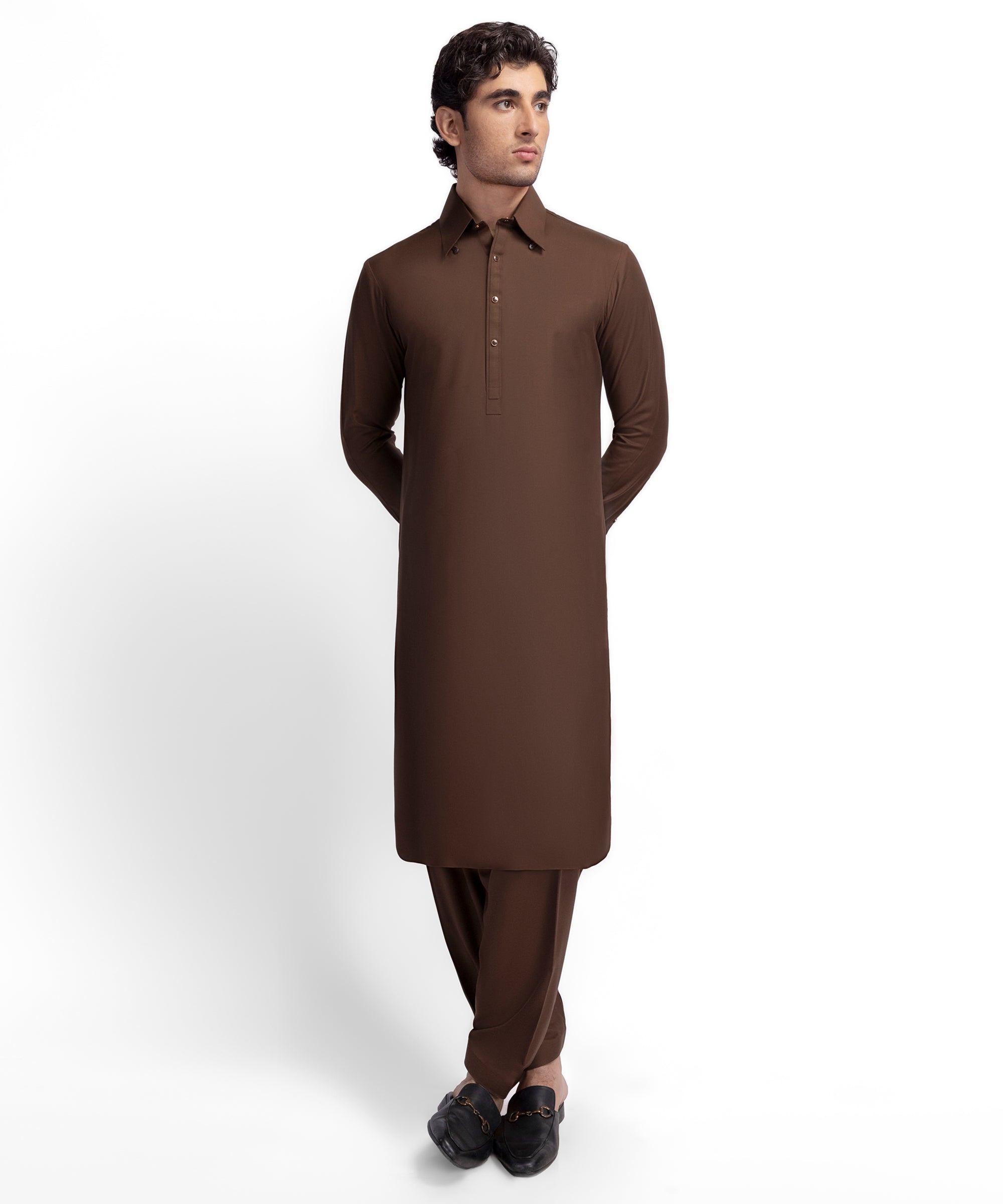 Brown Formal Kameez Shalwar