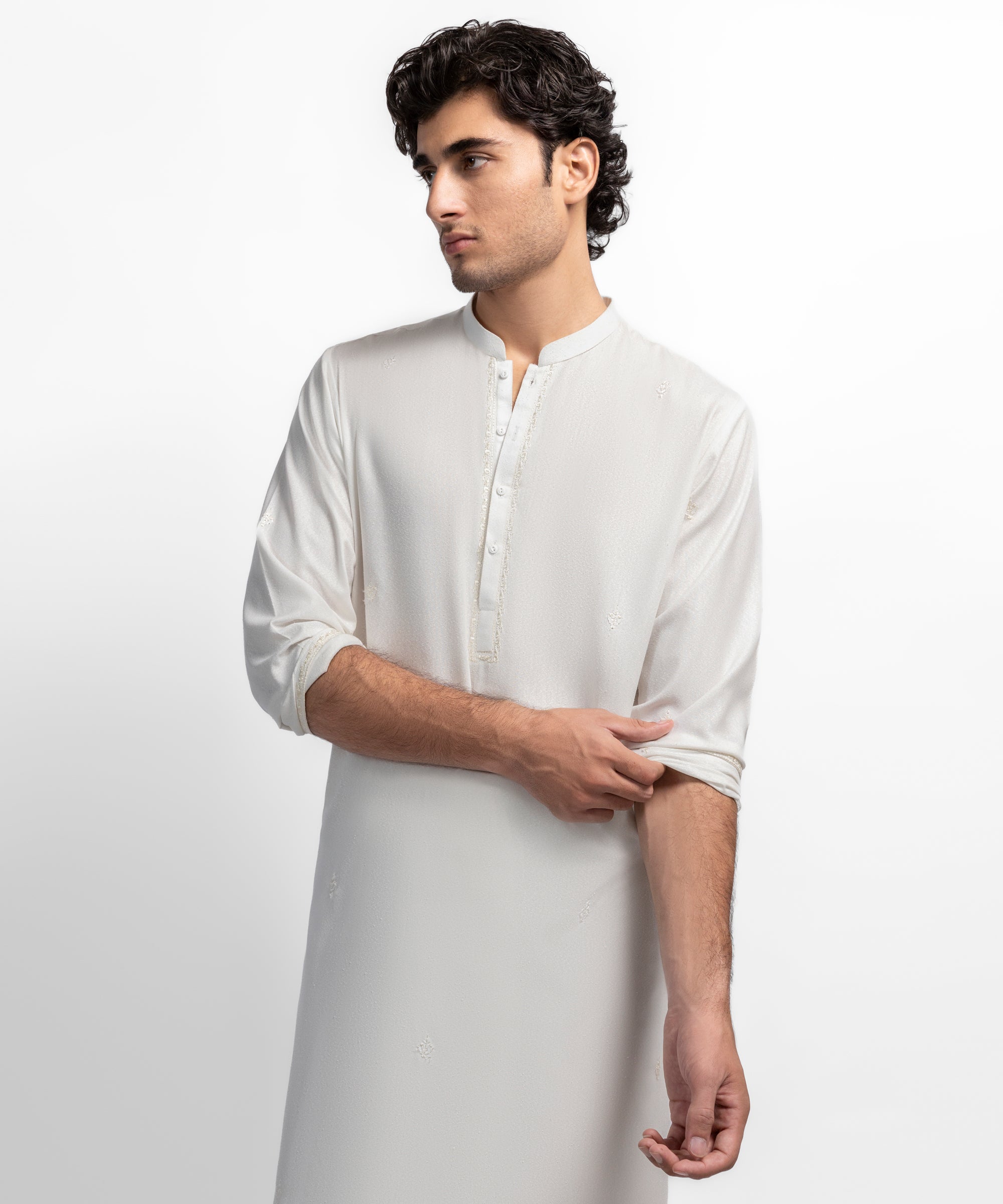 White Semi-Formal Ayudia Cotton Kameez Shalwar