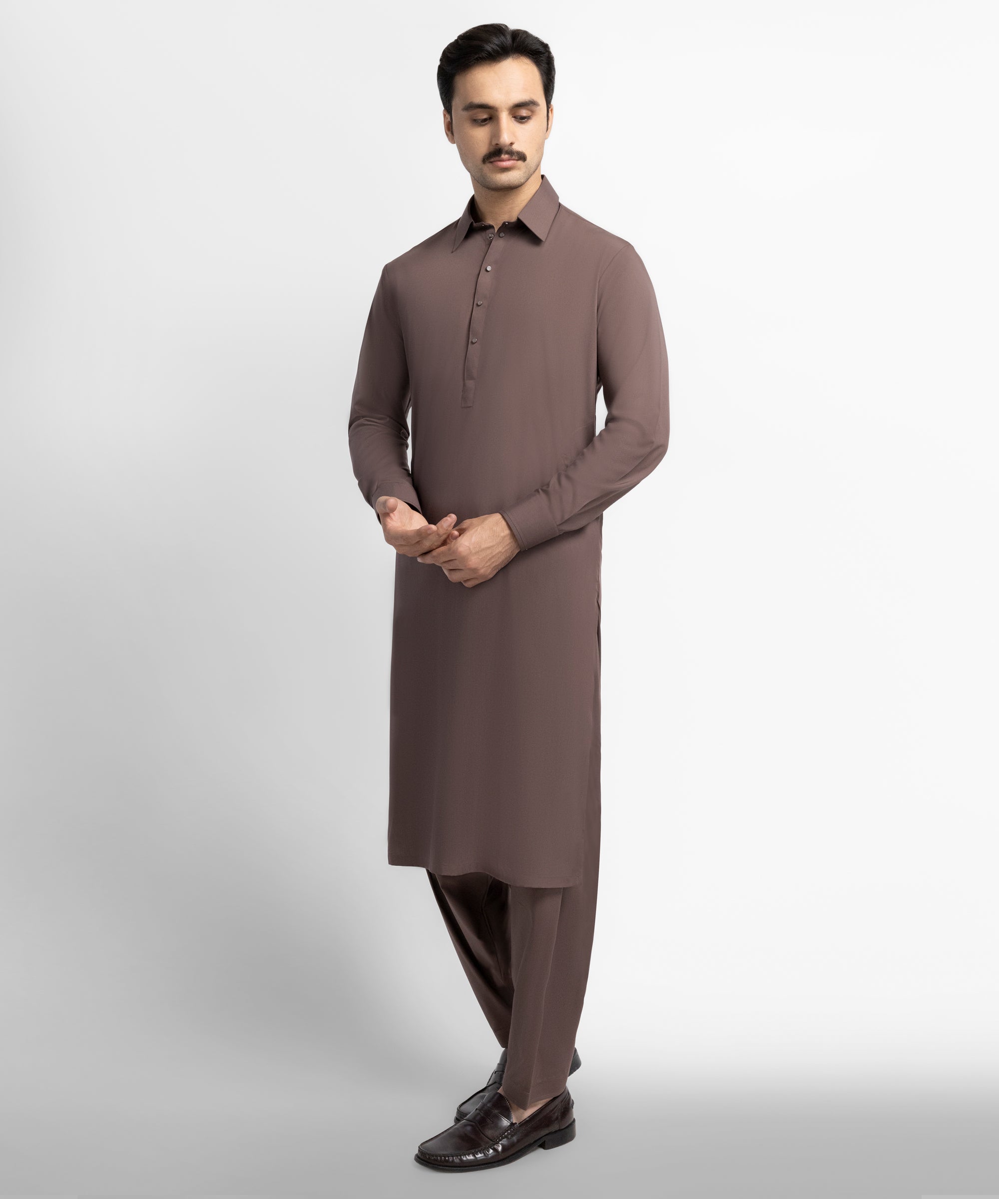 Brown Casual Kameez Shalwar