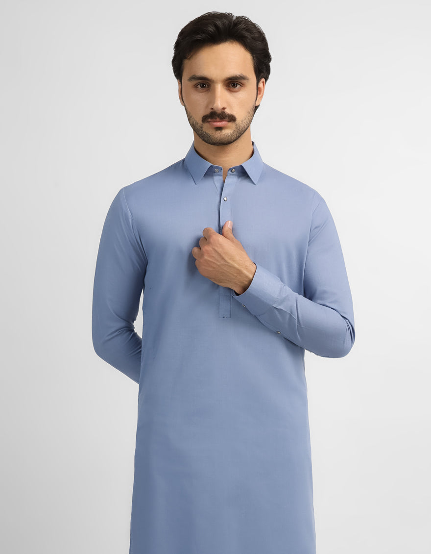BLUE PLAIN KAMEEZ SHALWAR