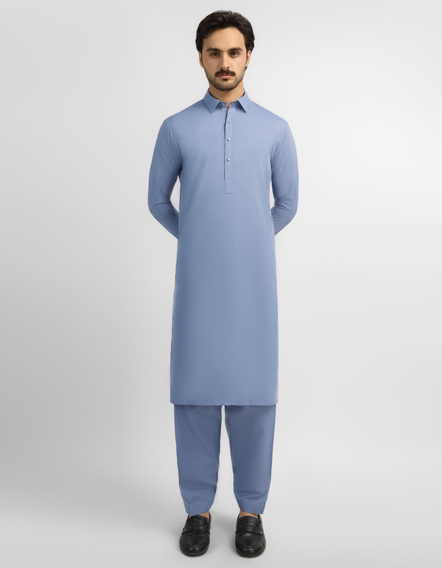 BLUE PLAIN KAMEEZ SHALWAR