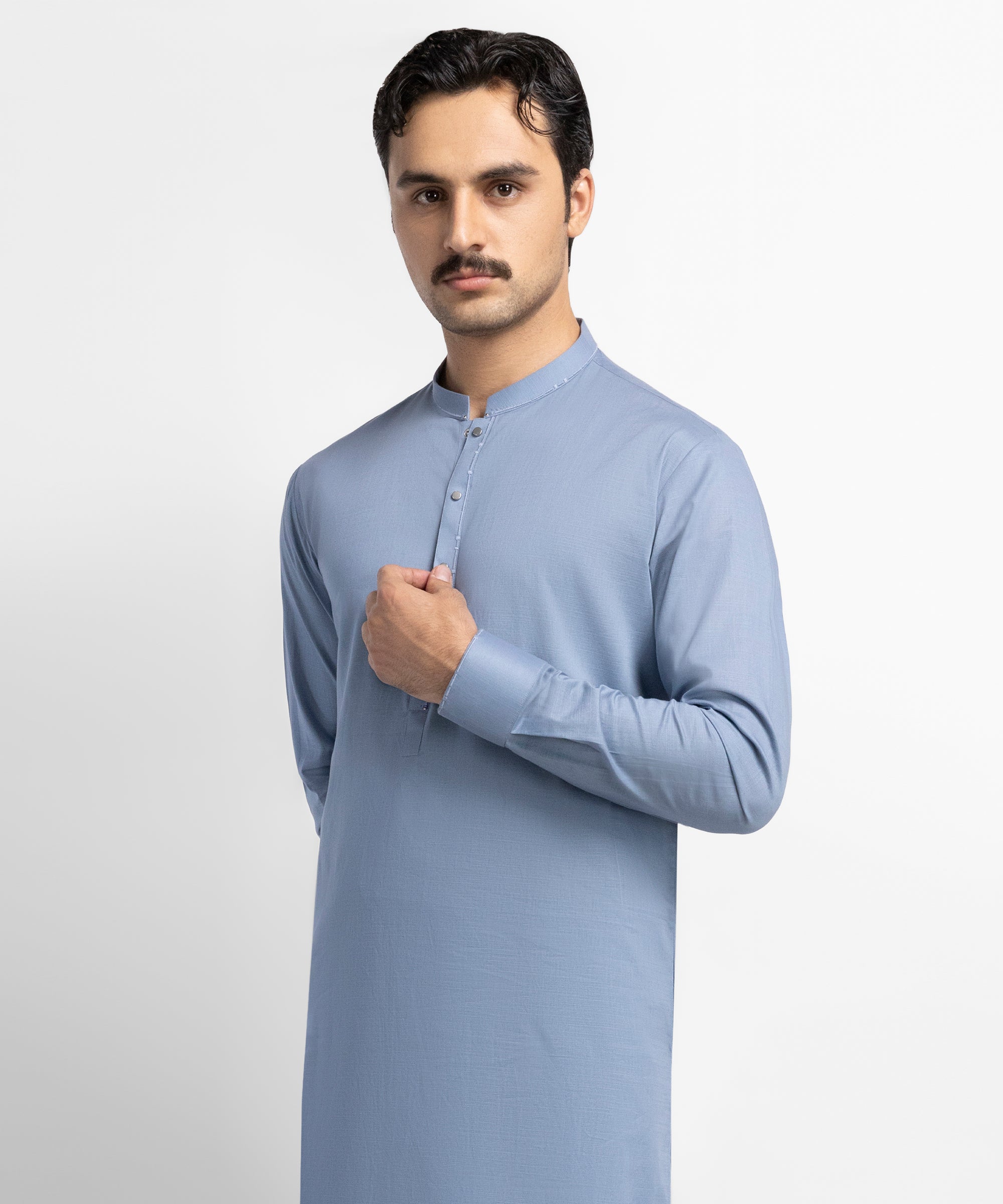 Slate Grey Cotton Semi-Formal Kameez Shalwar