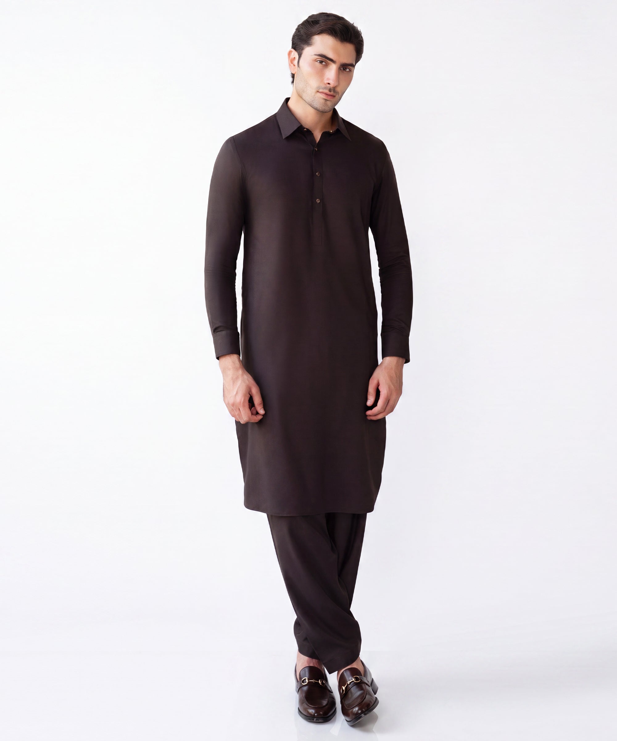 DARK BROWN PLAIN KAMEEZ SHALWAR