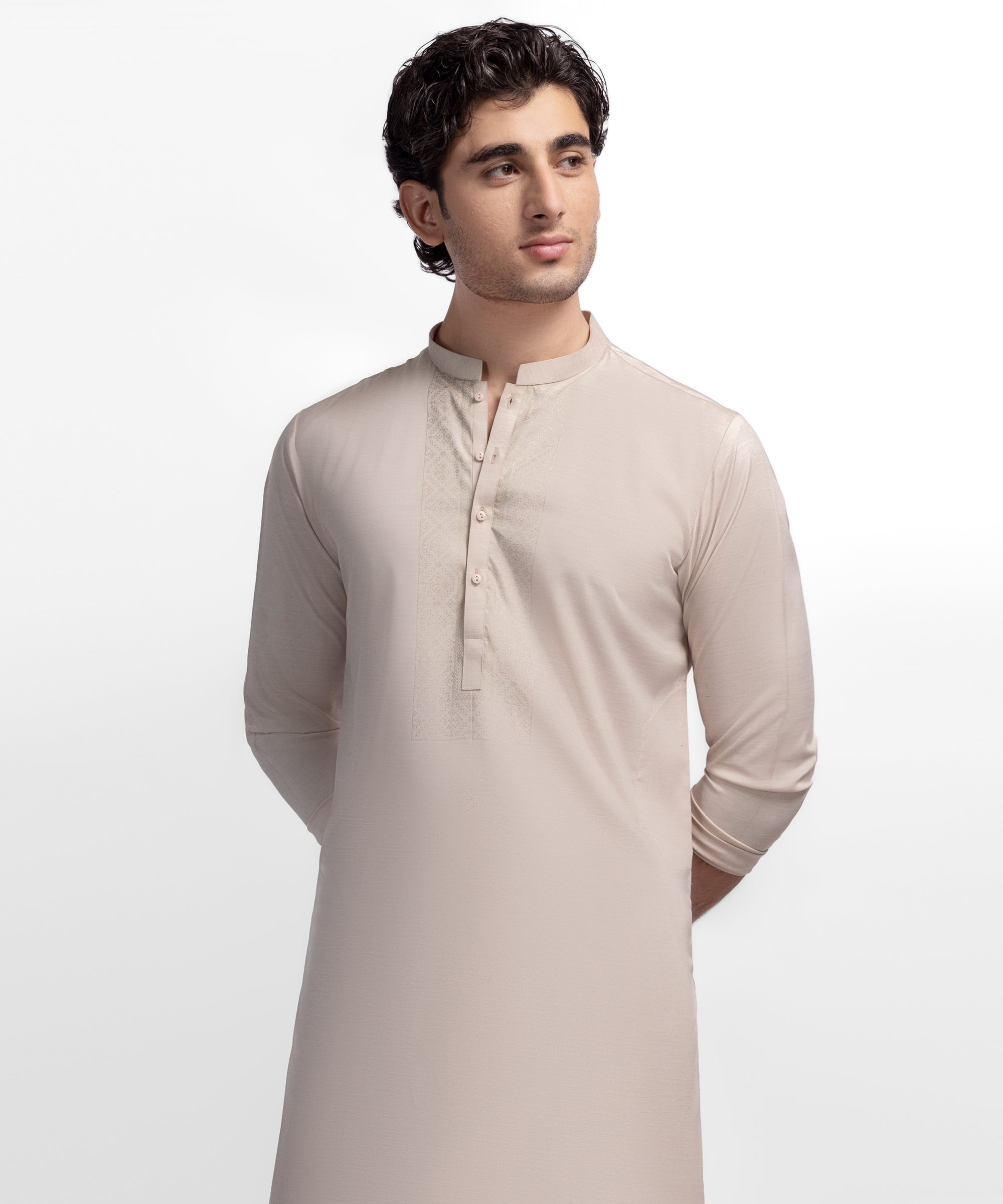 Light Peach Semi-Formal Kameez Shalwar