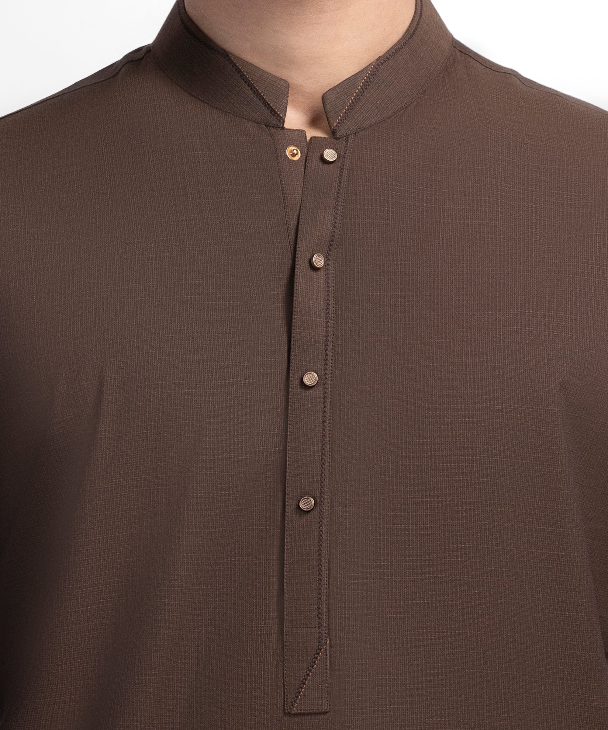 Brown Cotton Casual Kameez Shalwar