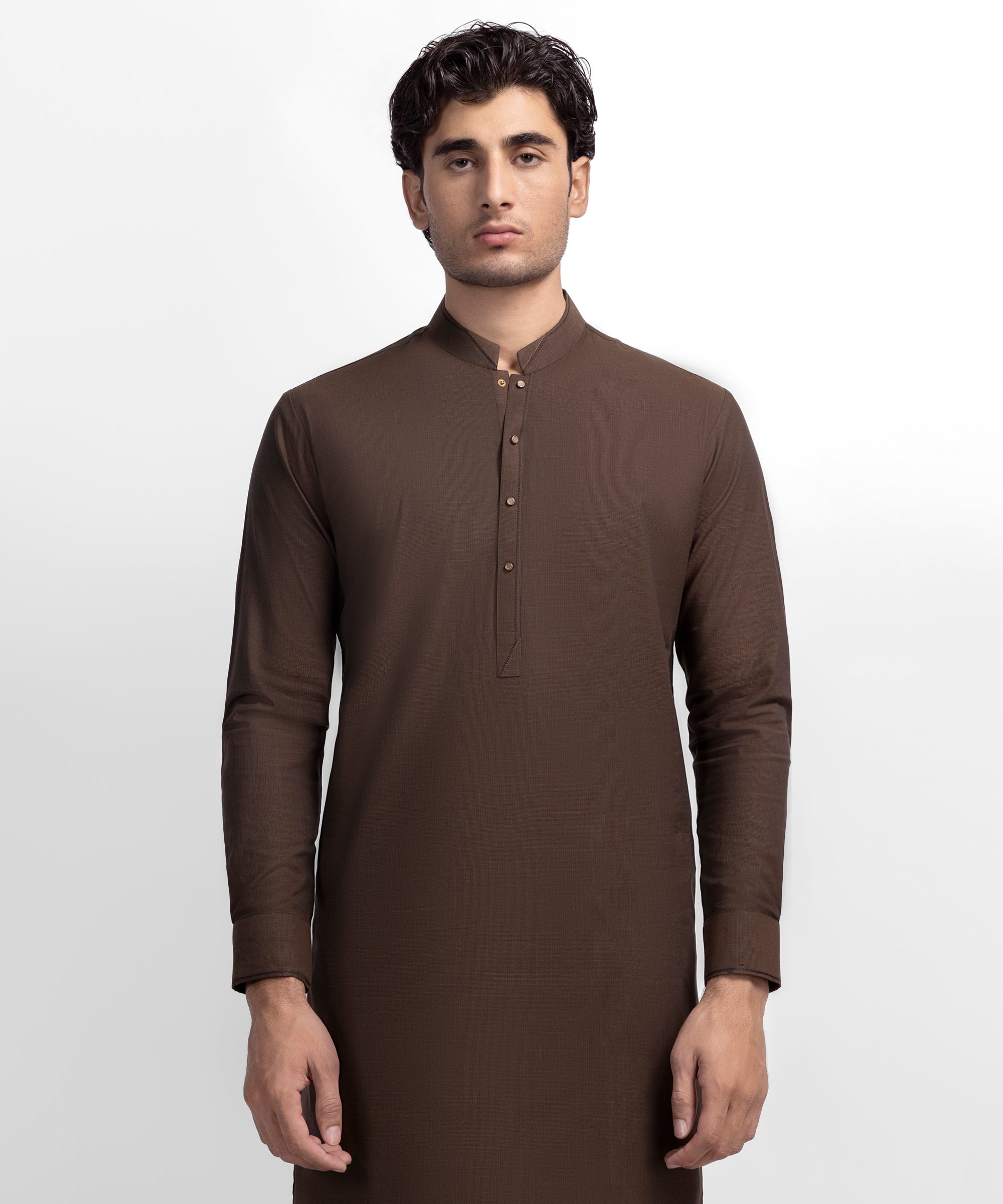 Brown Cotton Casual Kameez Shalwar