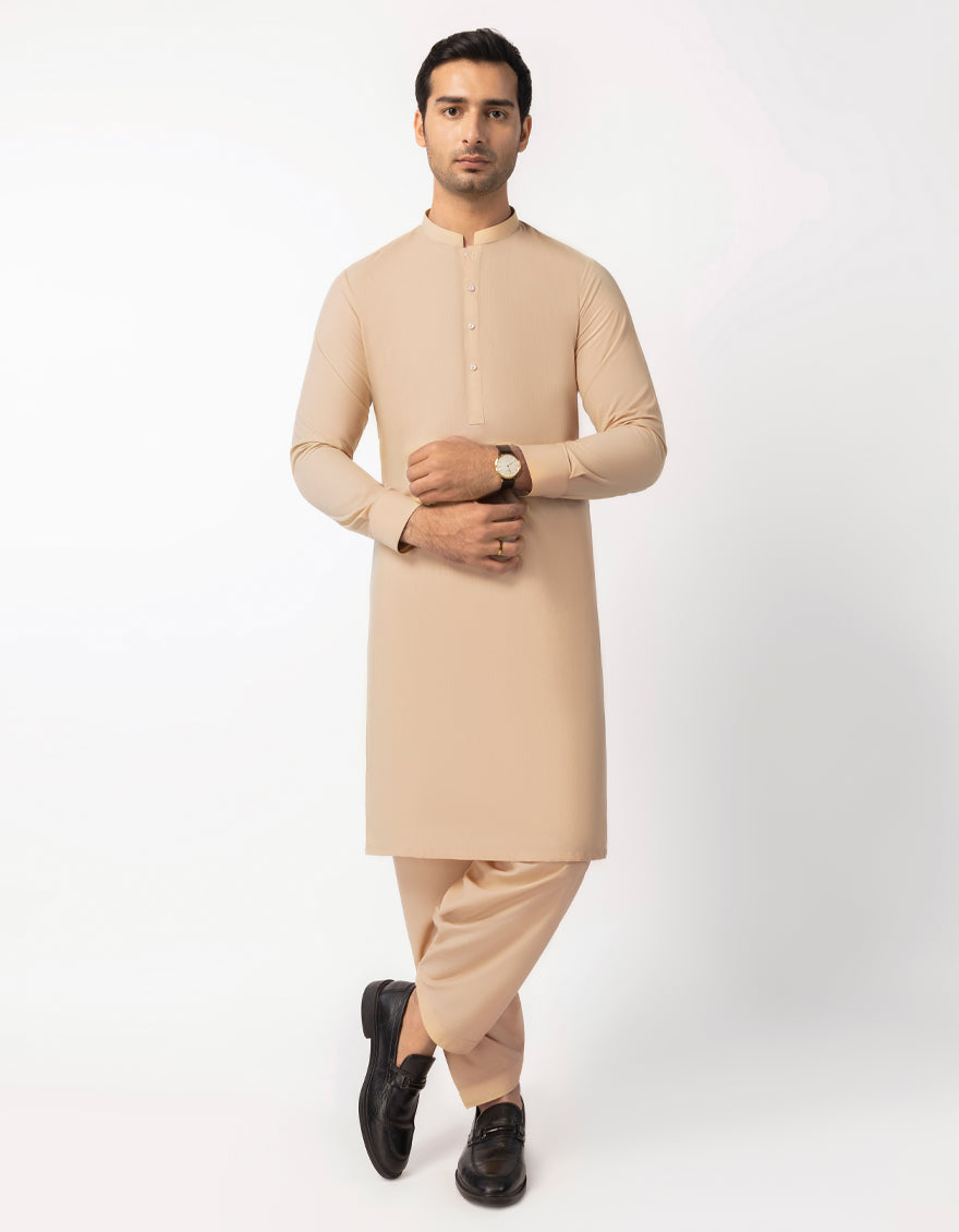 BEIGE UNSTITCHED KAMEEZ SHALWAR FABRIC