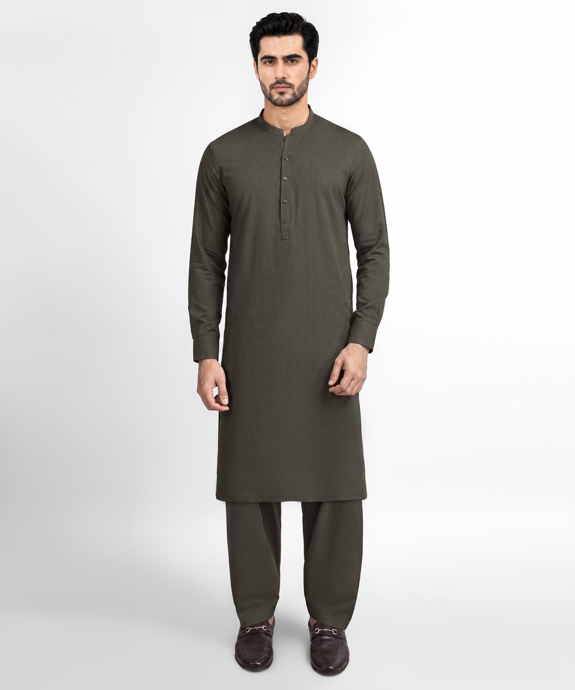 Olive Green Unstitched Fabric