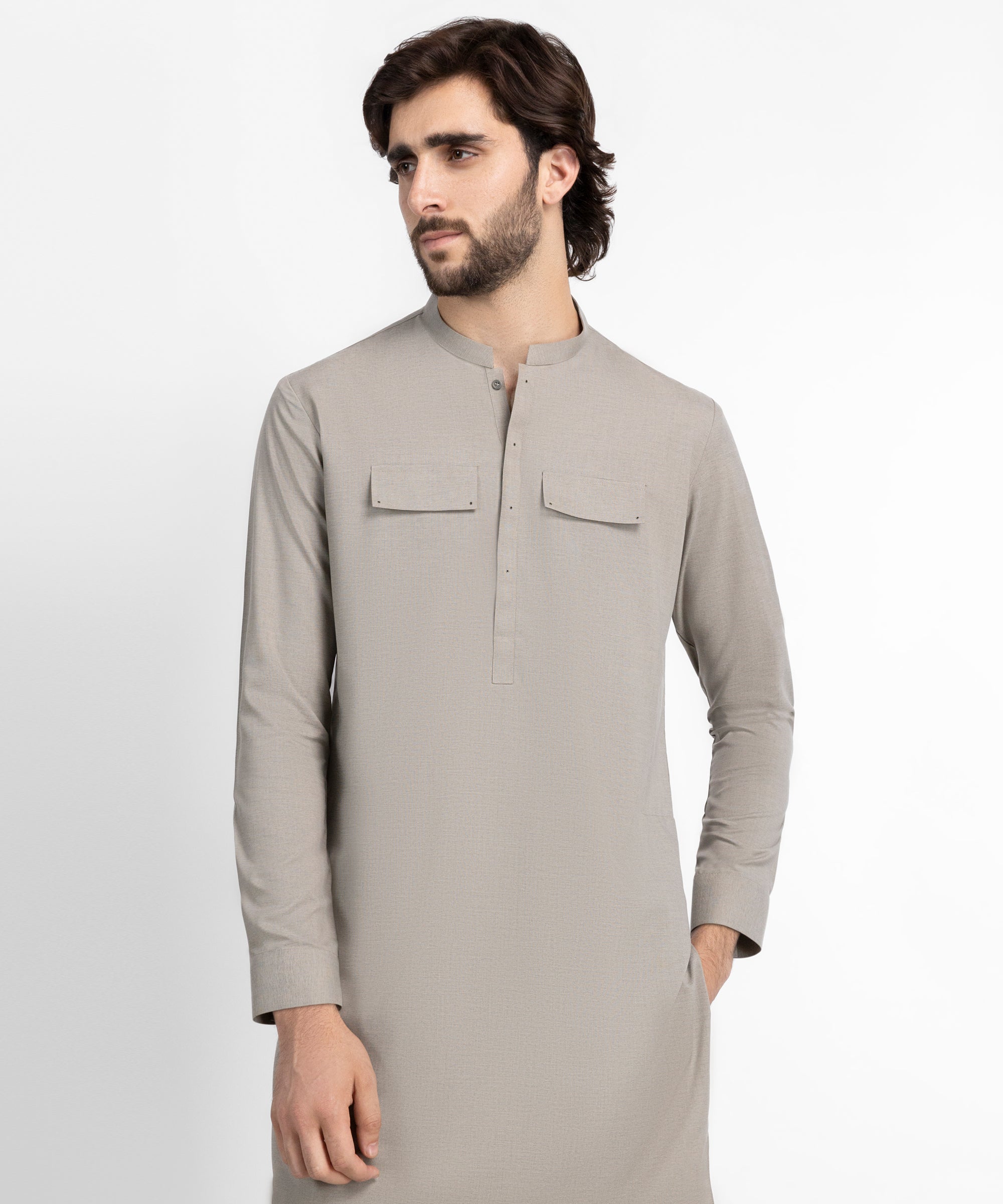 Thunder Grey Casual Short Kurta Trousers