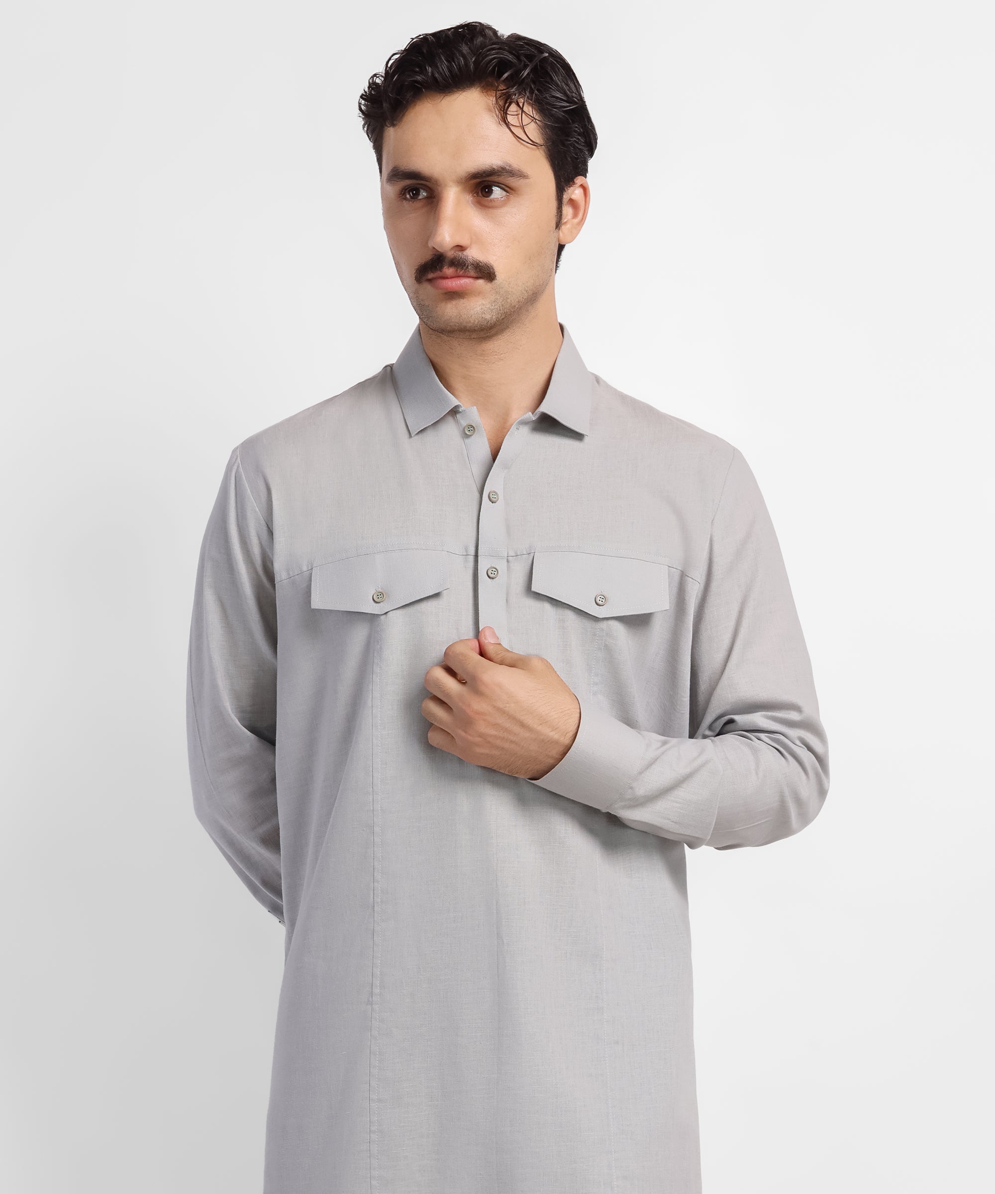 Light Grey Casual Short Kurta Trousers