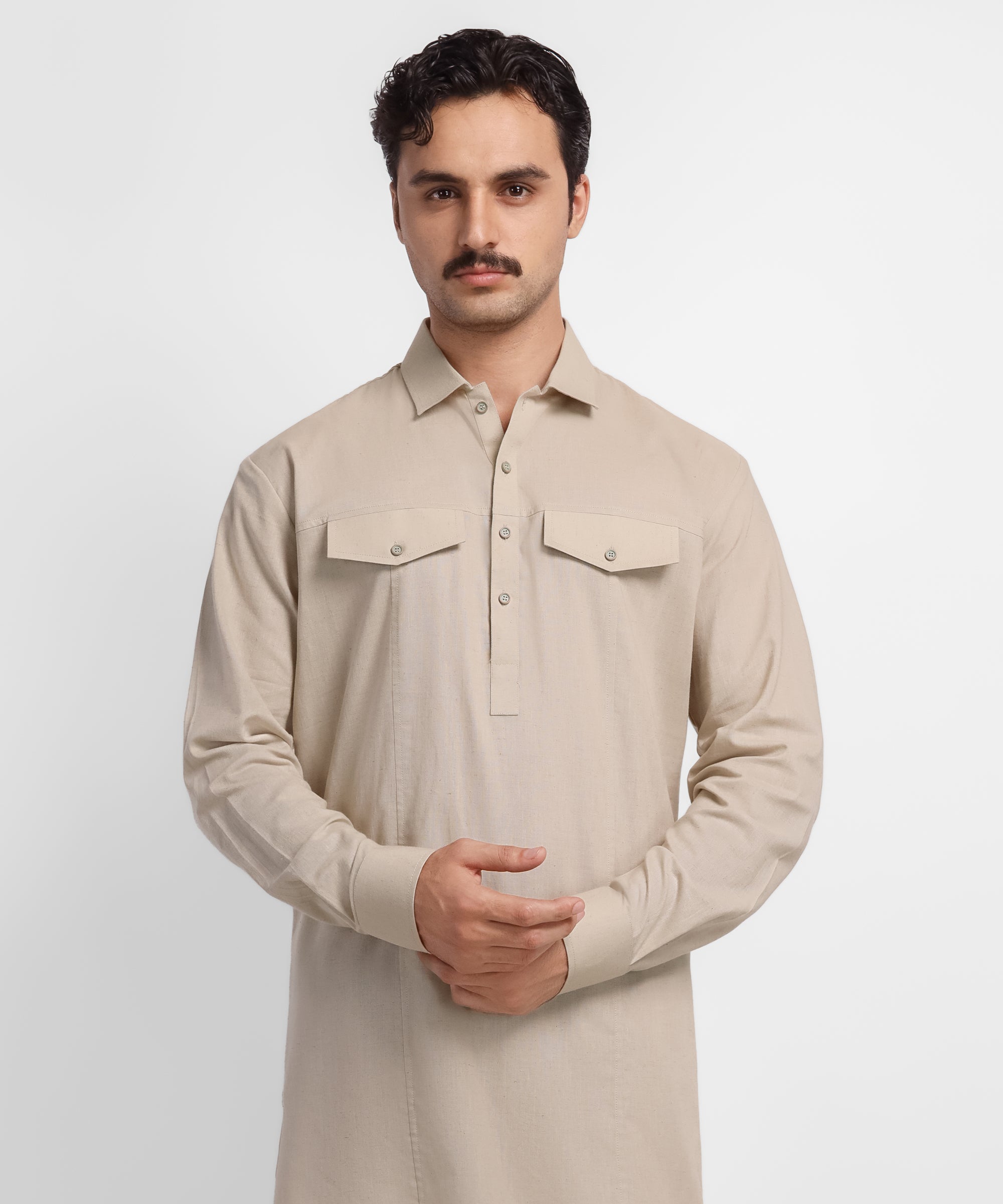 Brown Casual Short Kurta Trousers