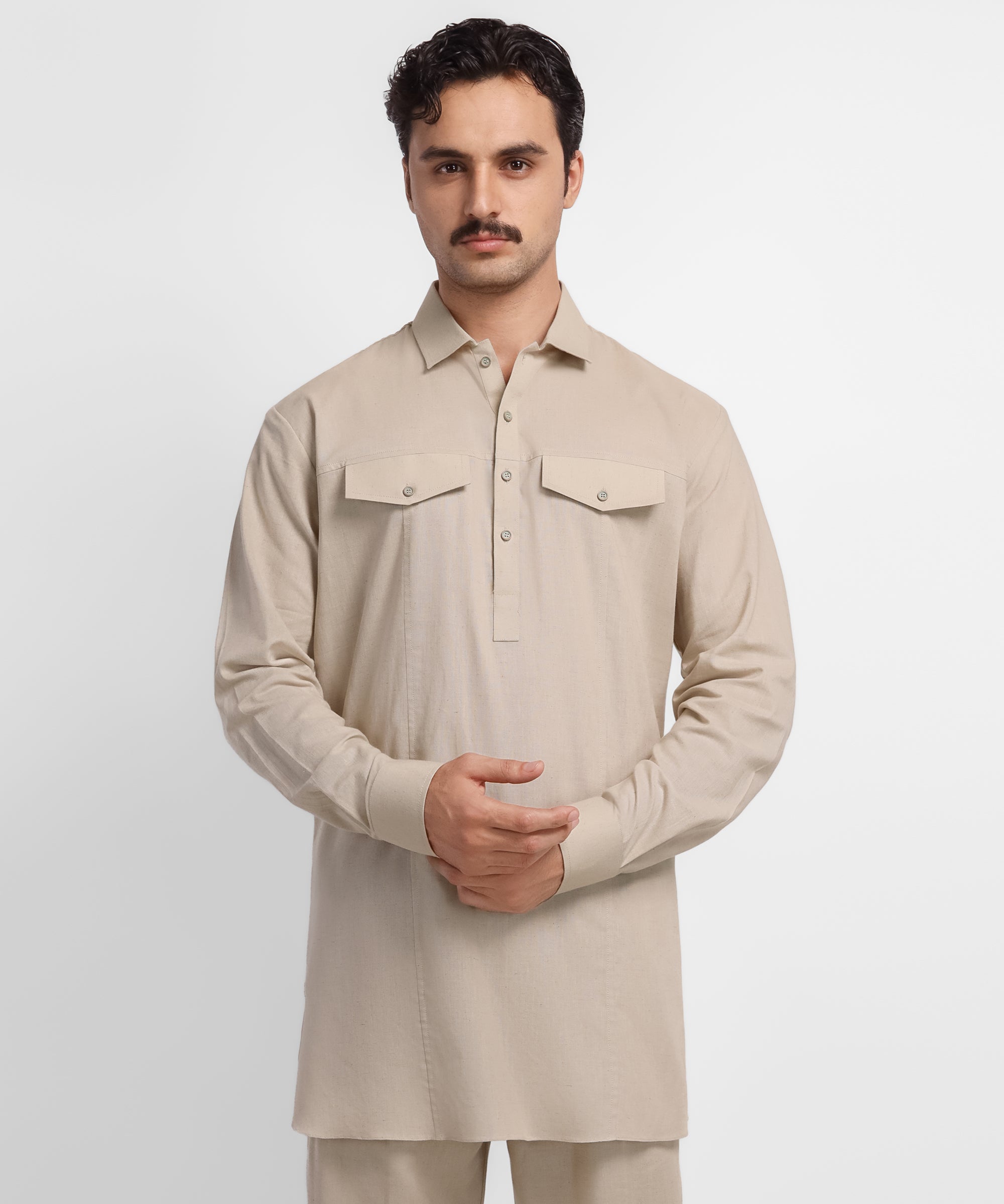 Brown Casual Short Kurta Trousers