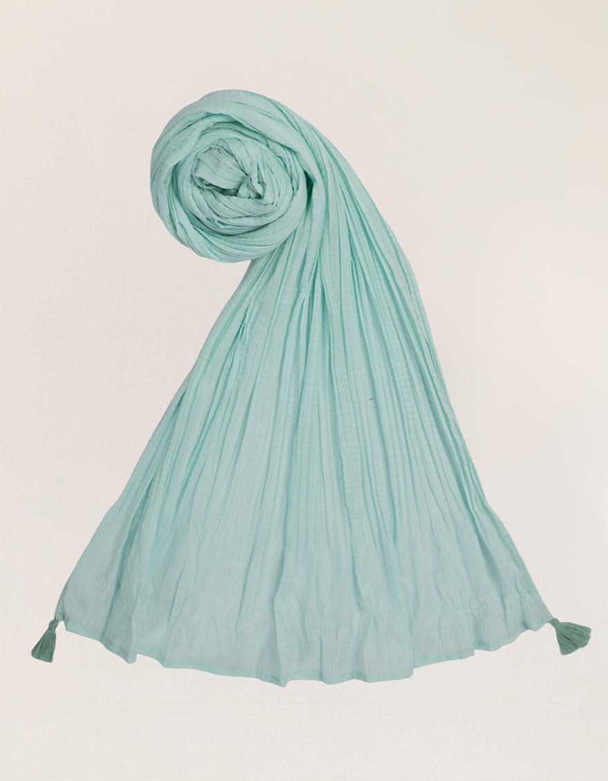 SEA GREEN LAWN DYED CRUSH DUPATTA