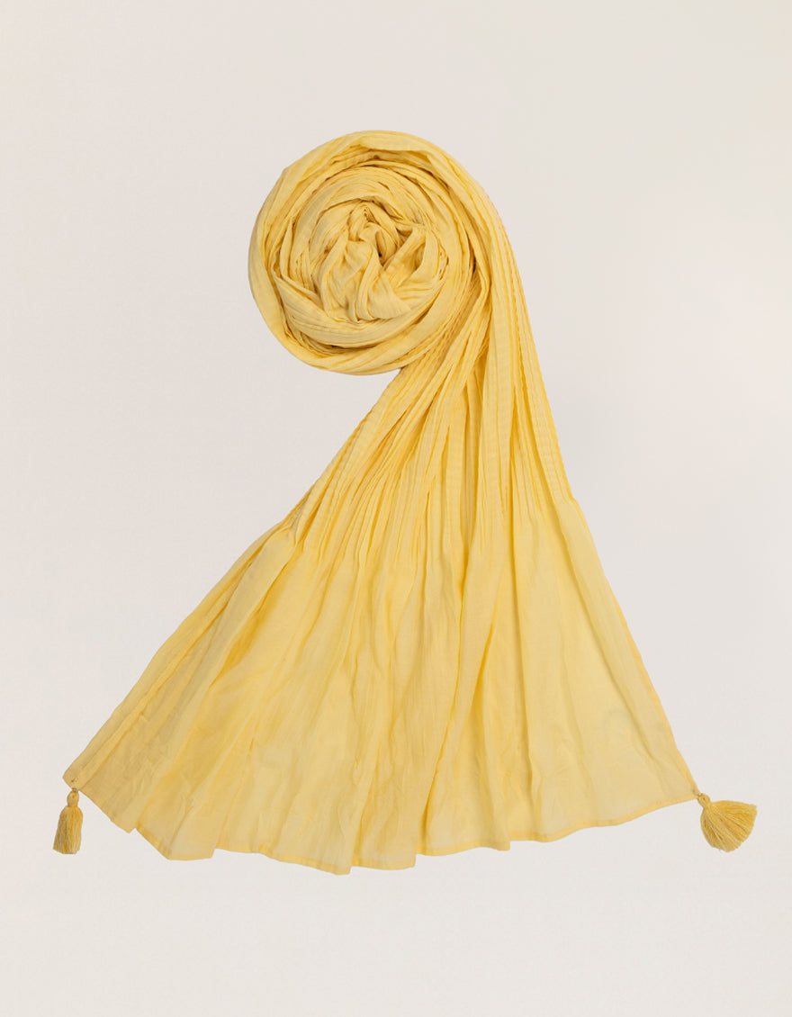 YELLOW LAWN DYED CRUSH DUPATTA
