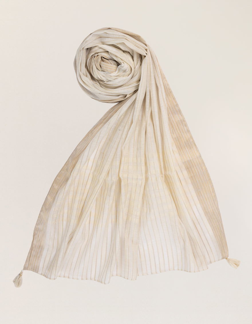 OFF WHITE JACQUARD DYED DUPATTA