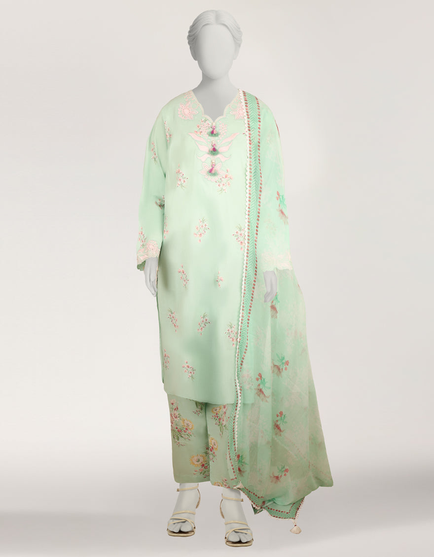 GREEN LAWN EMBROIDERED STITCHED 3PC