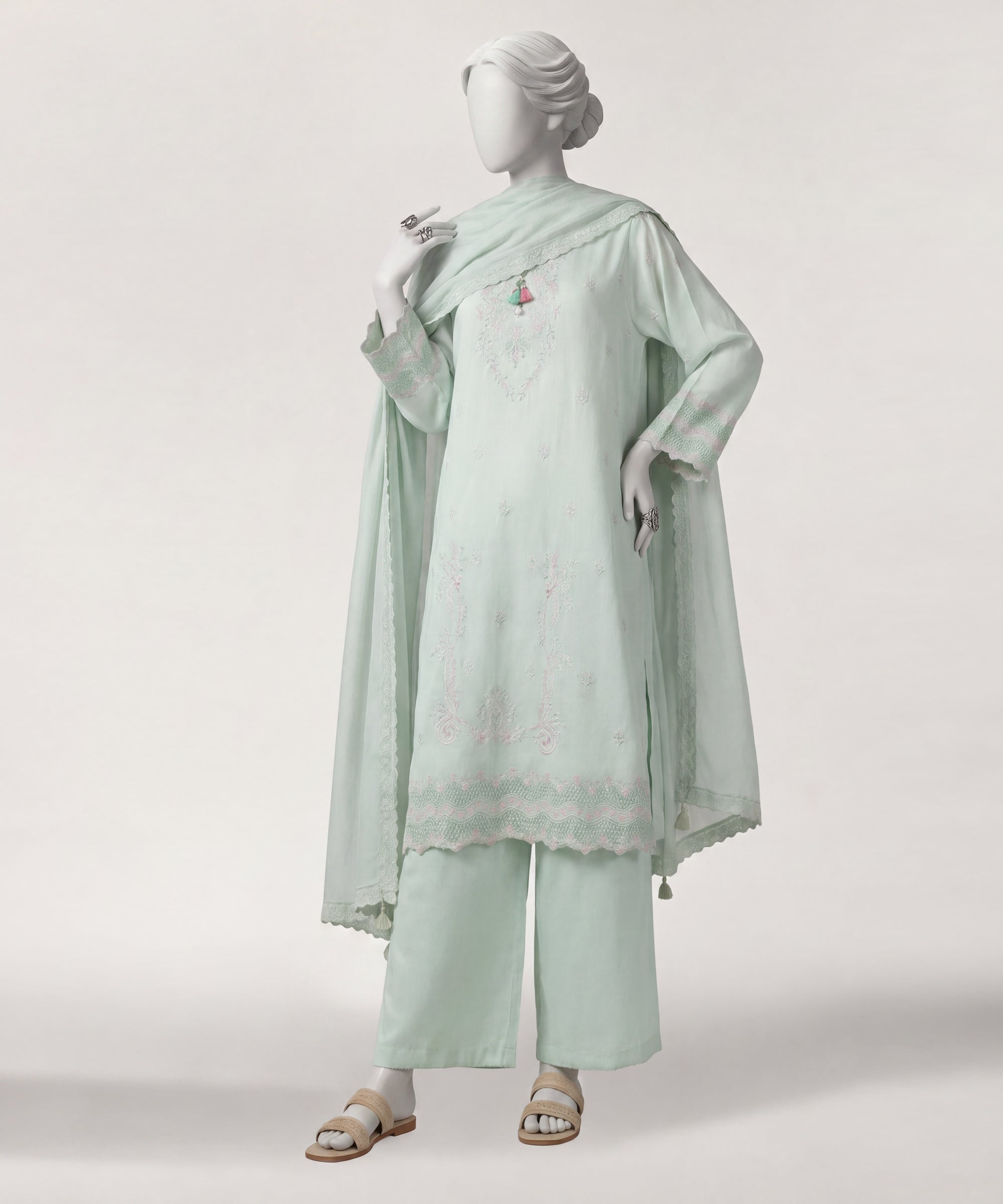 Green Lawn Embroidered Stitched 3Pc
