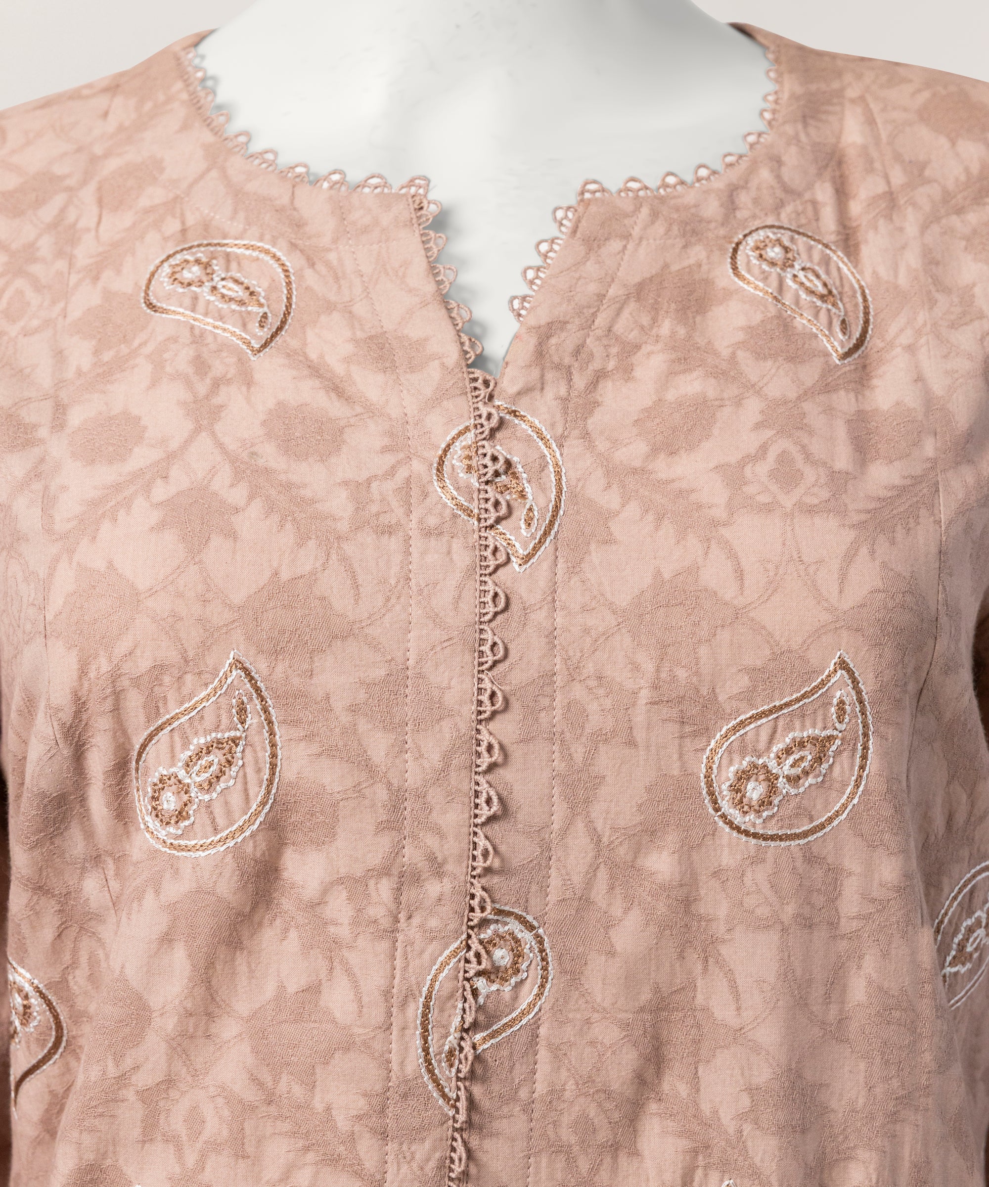 Brown Jacquard Embroidered Stitched 3Pc