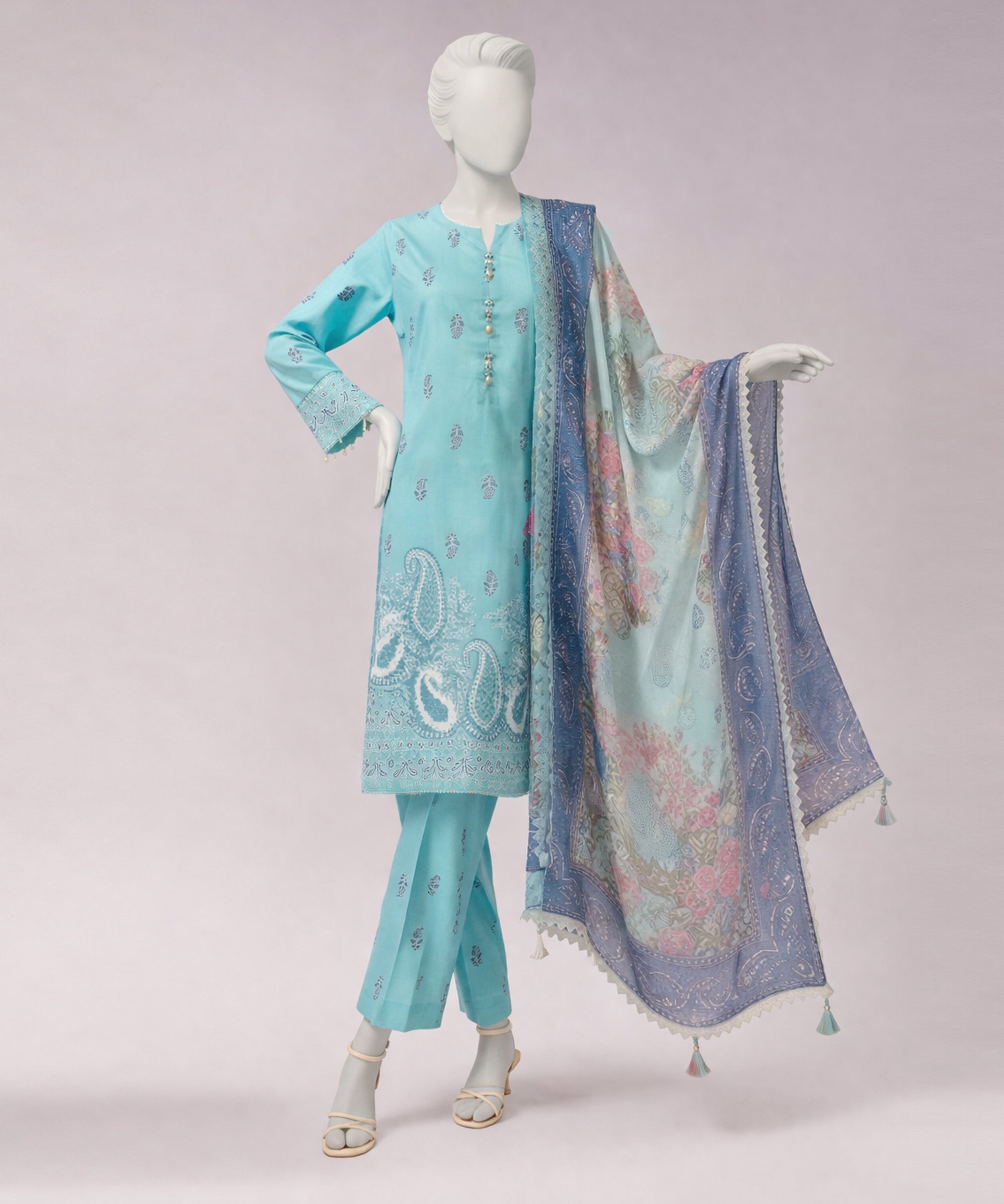 MULTICOLOR LAWN PASTE PRINTED UNSTITCHED 3PC