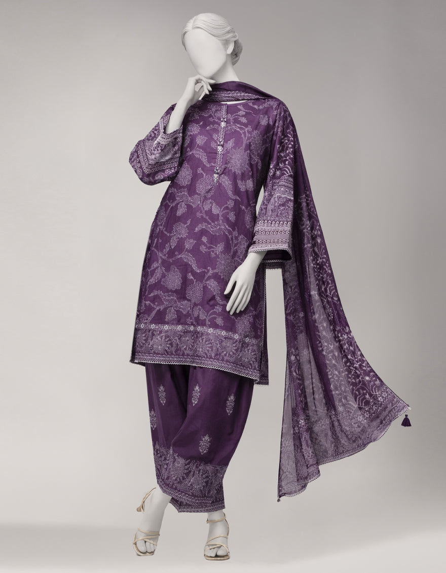 PURPLE LAWN EMBROIDERED UNSTITCHED 3PC