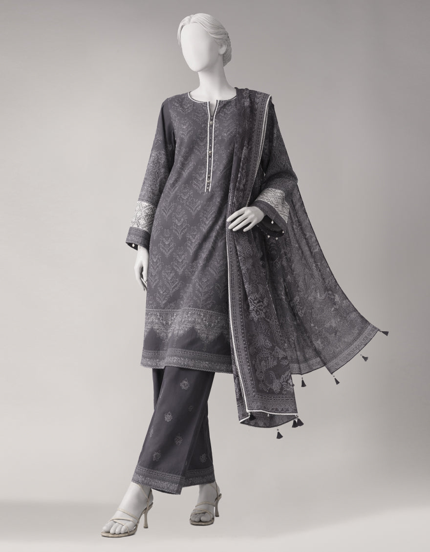 GREY LAWN EMBROIDERED UNSTITCHED 3PC