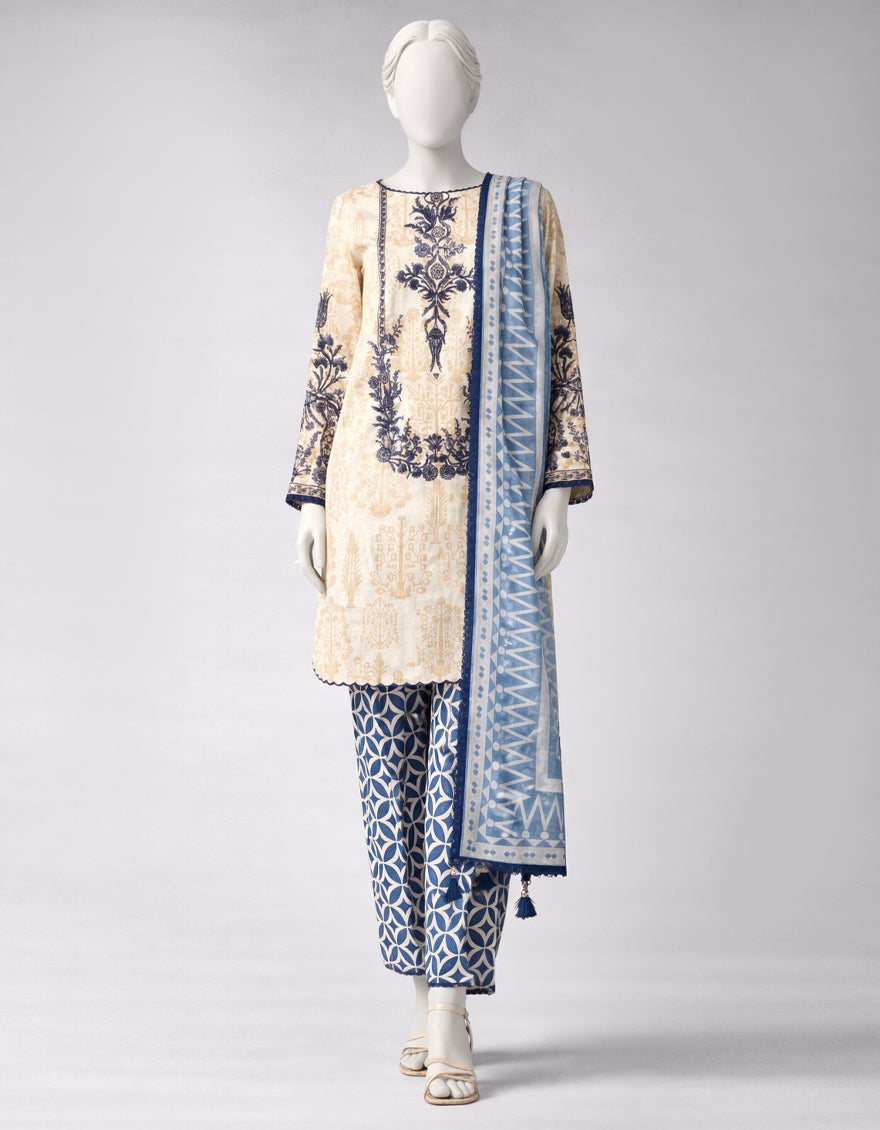 MULTICOLOR LAWN EMBROIDERED UNSTITCHED 3PC