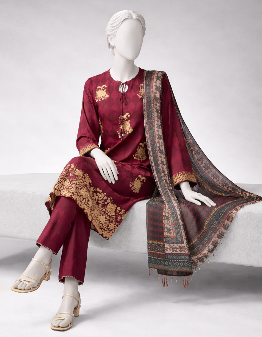 MULTICOLOR LAWN EMBROIDERED UNSTITCHED 3PC