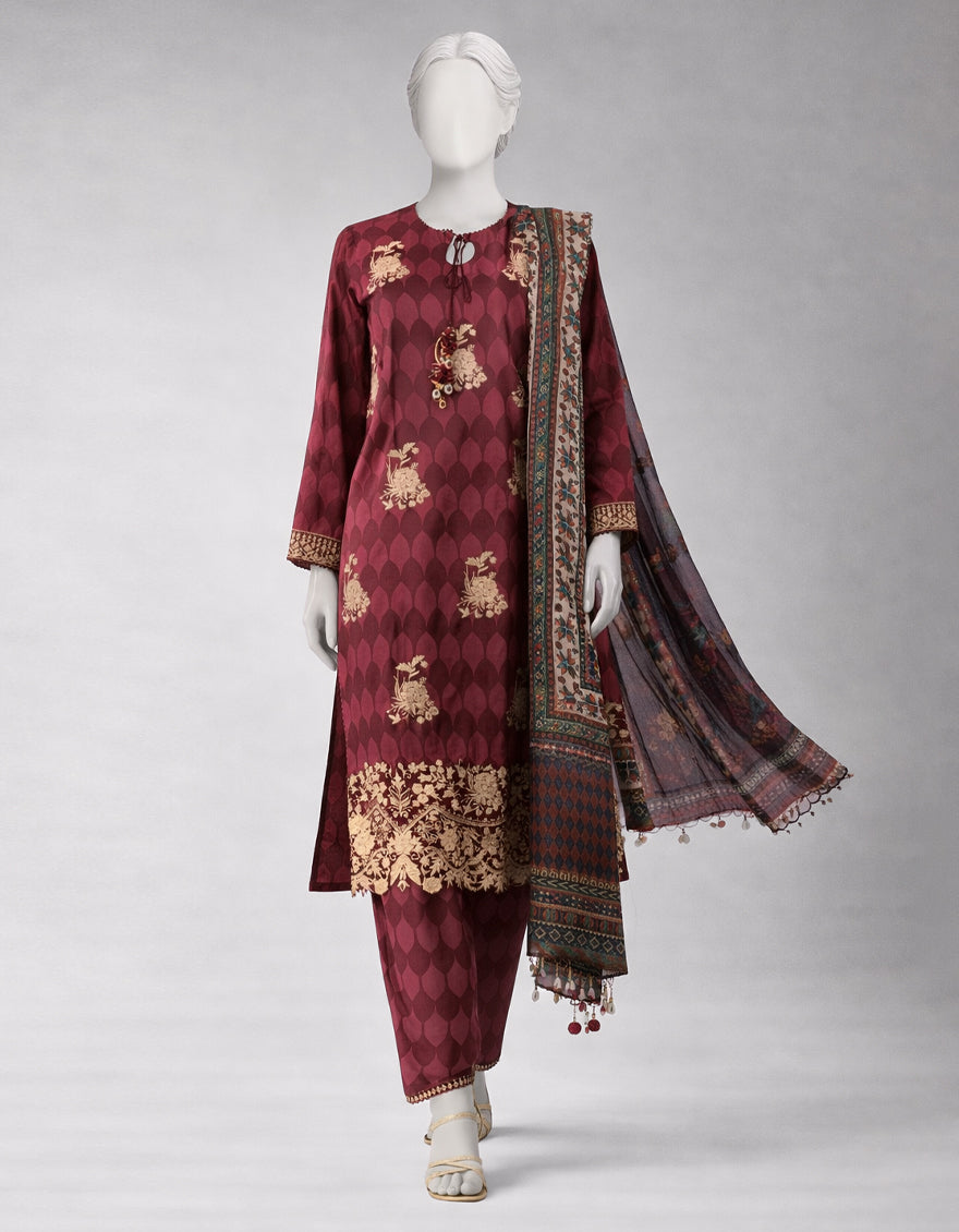 MULTICOLOR LAWN EMBROIDERED UNSTITCHED 3PC