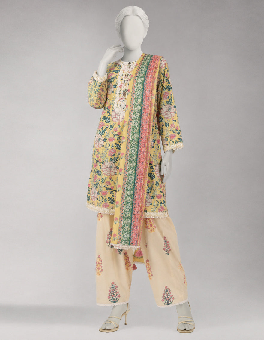 MULTICOLOR LAWN EMBROIDERED UNSTITCHED 3PC