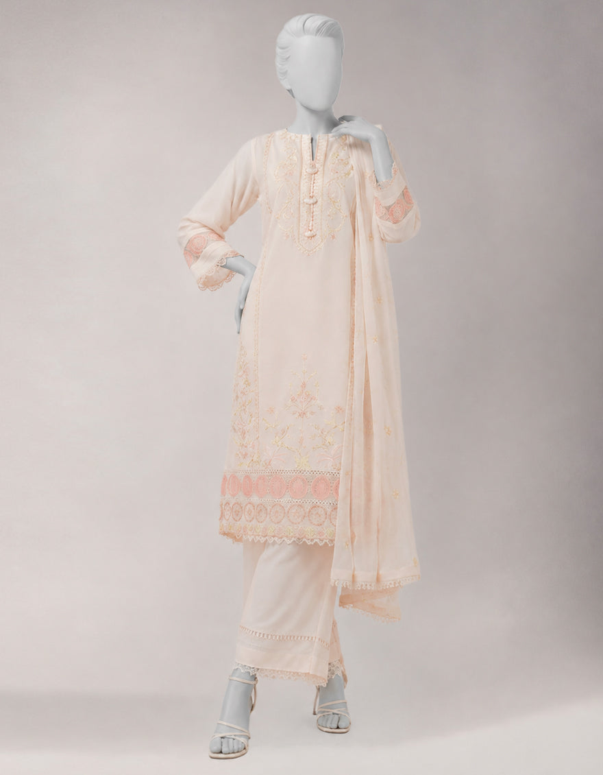 PINK LAWN EMBROIDERED UNSTITCHED 3PC