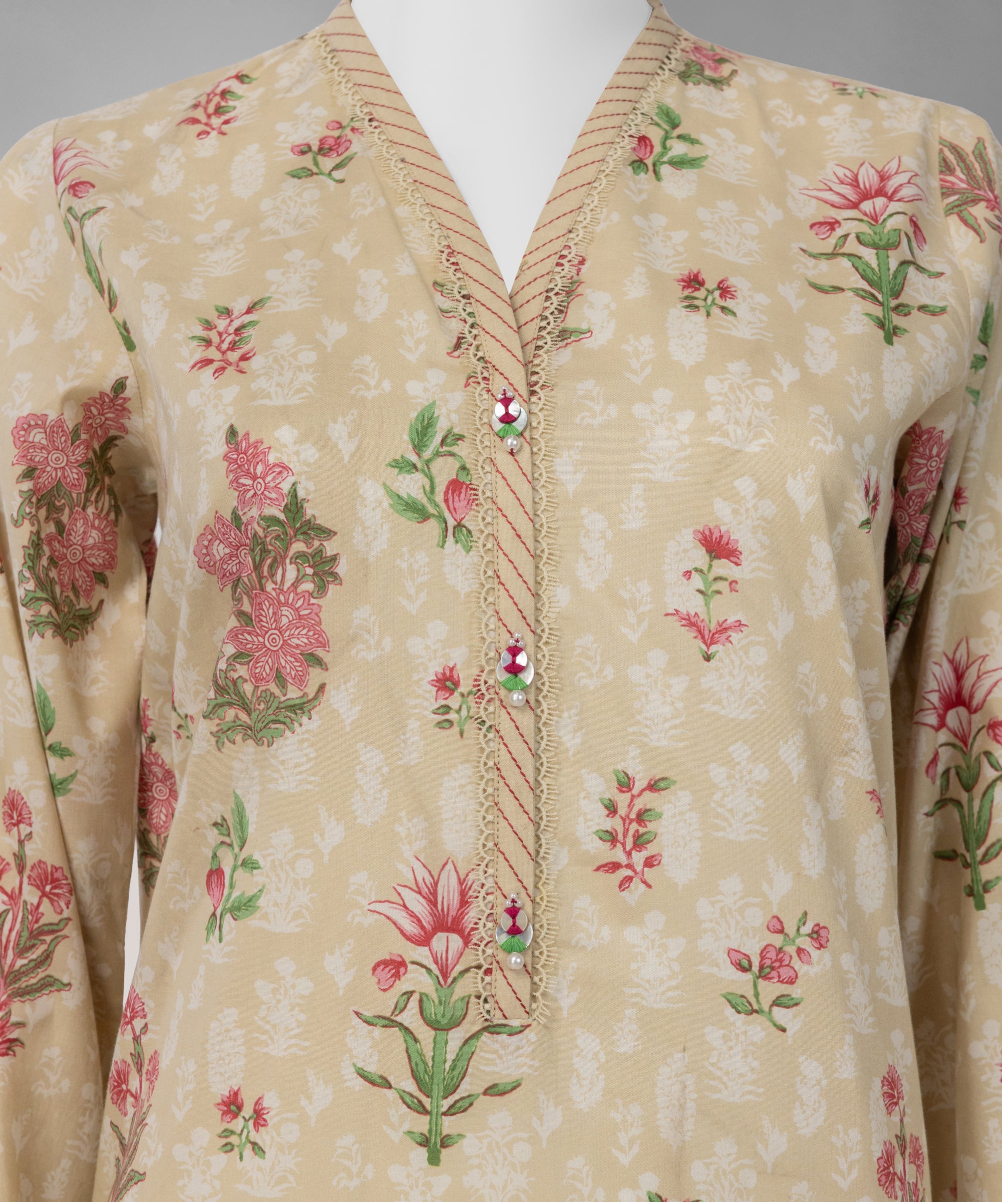 Beige Lawn Printed Unstitched 3Pc