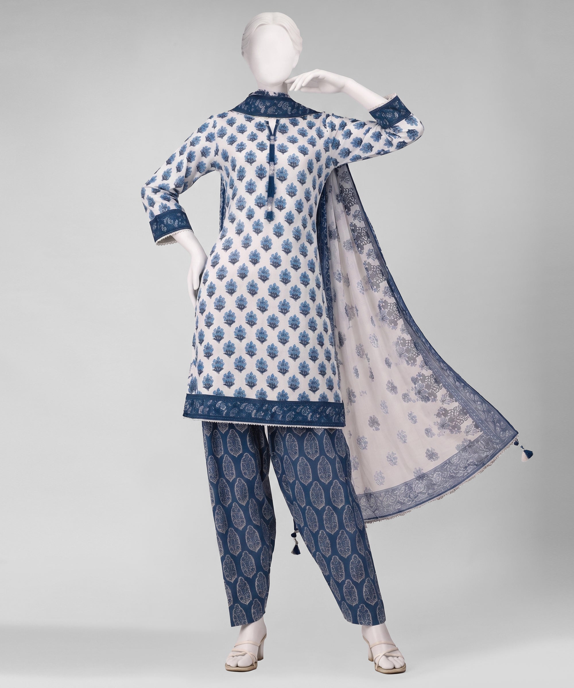 Off White Lawn Printed Unstitched 3Pc