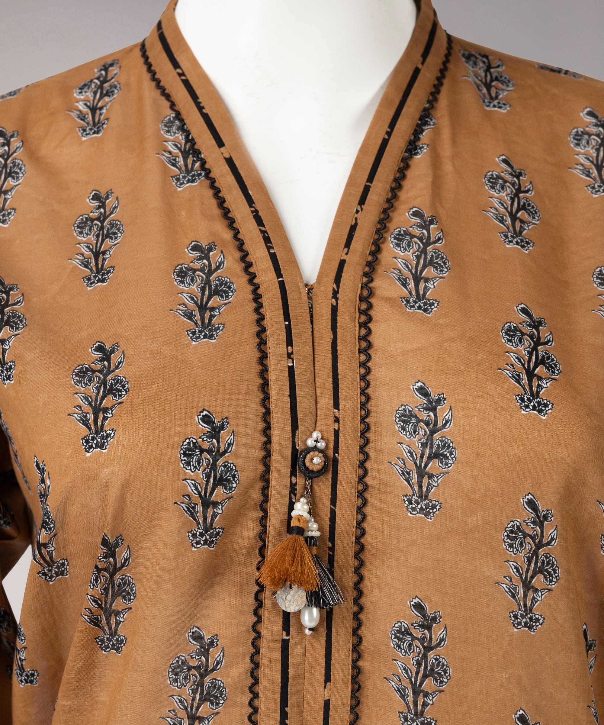 Brown Lawn Printed Unstitched 3Pc