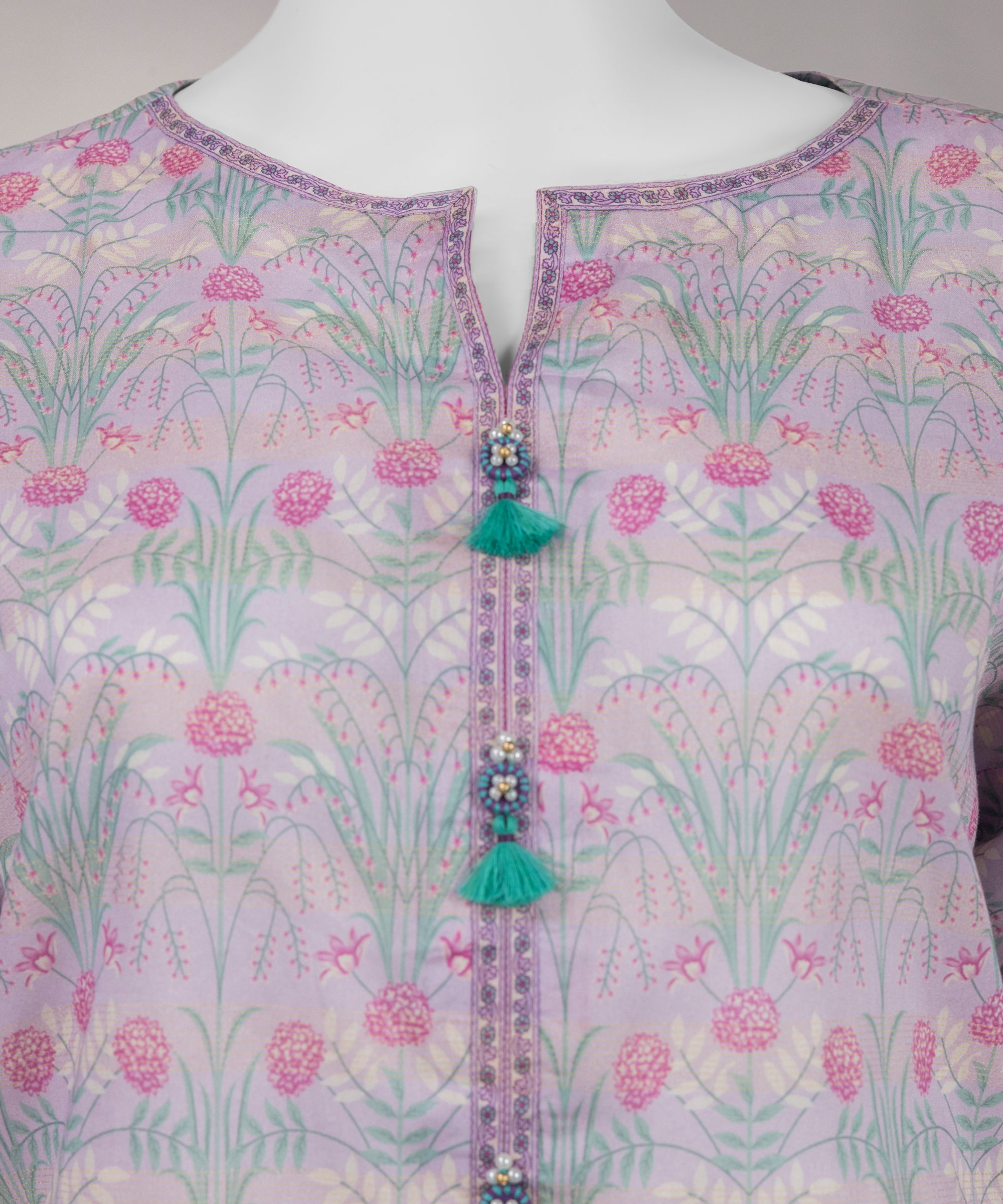 Purple Lawn Printed Zari Tar Unstitched 3Pc