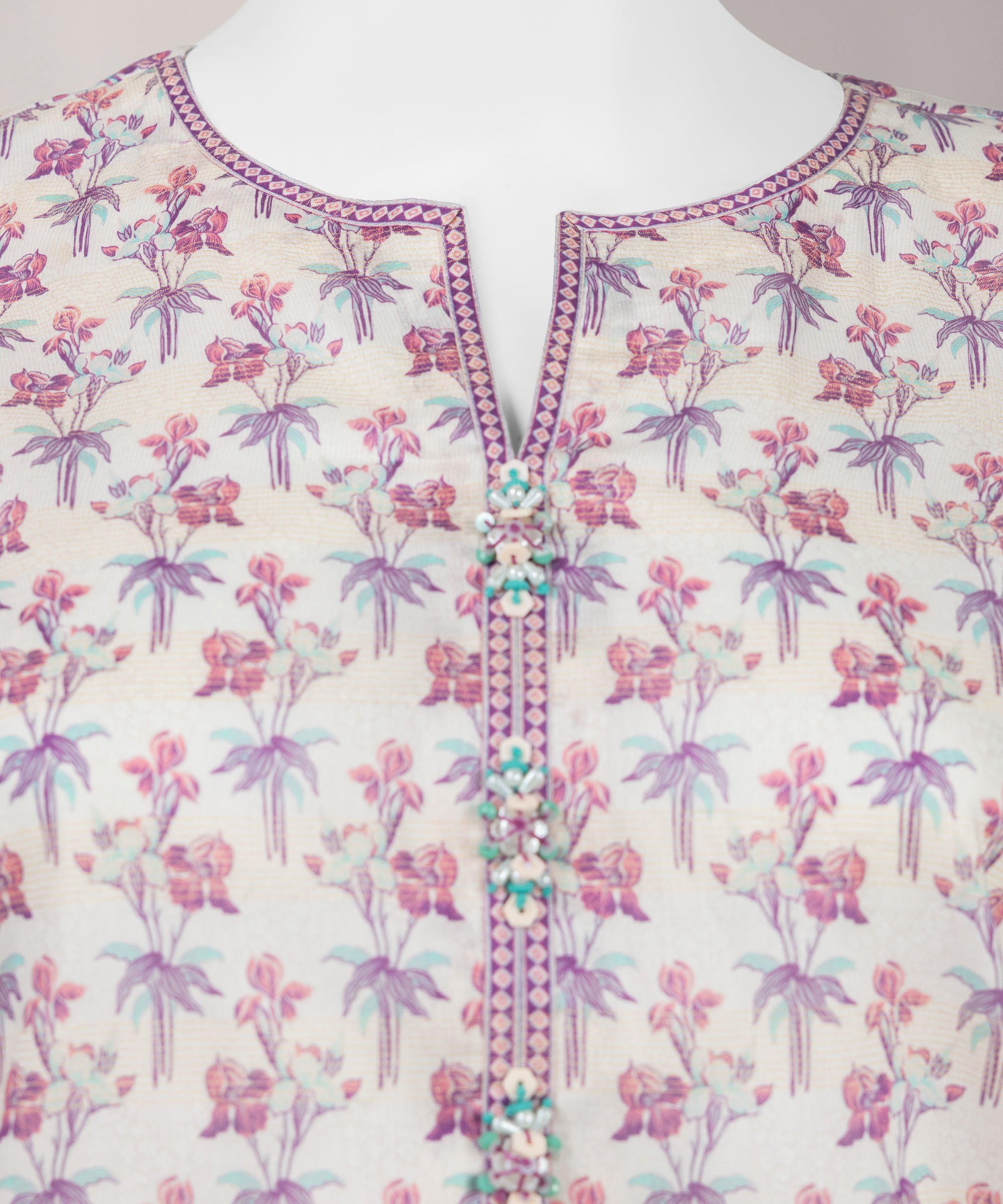 Off White Lawn Printed Zari Tar Unstitched 3Pc