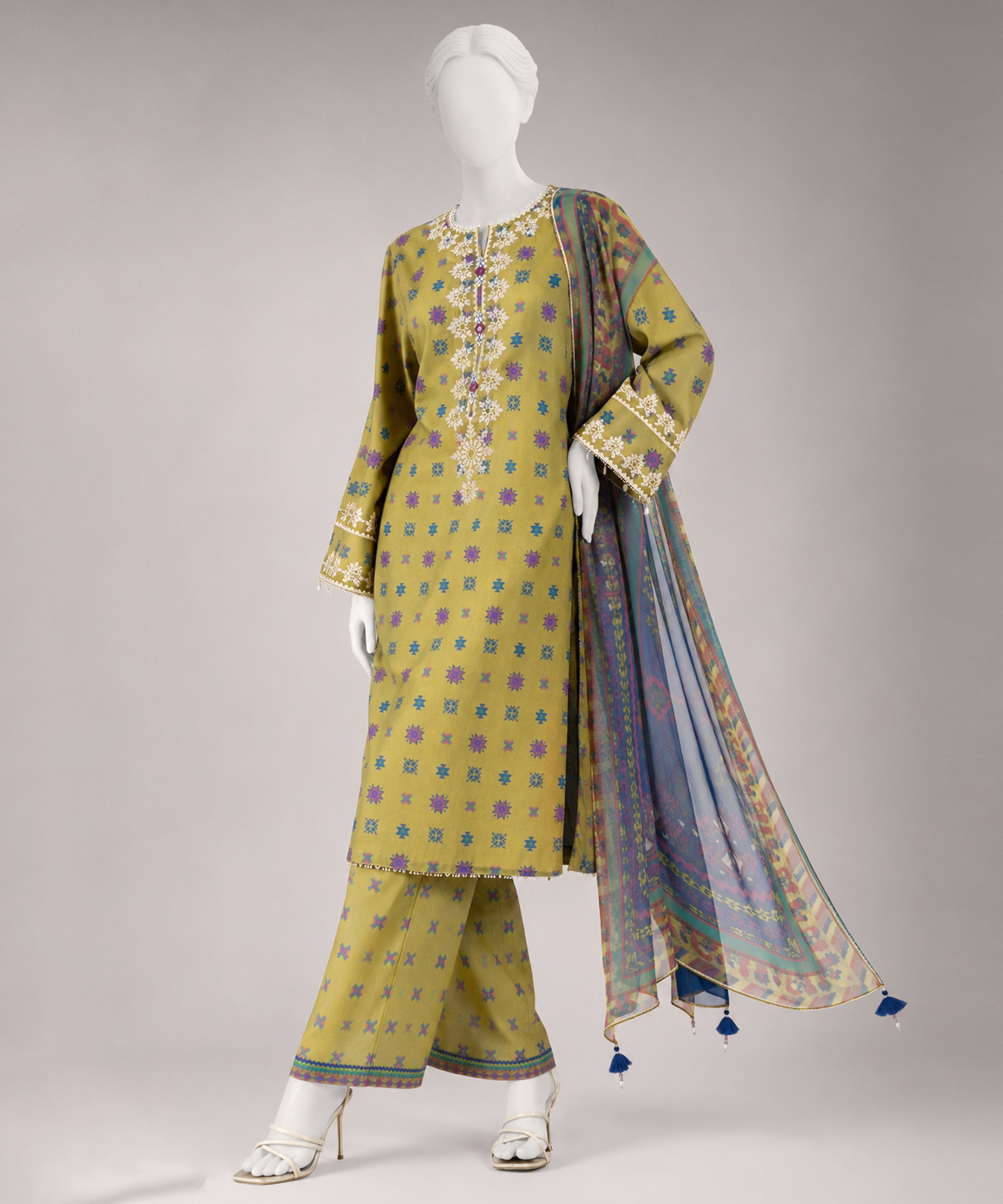 Multicolor Lawn Embroidered Unstitched 3PC