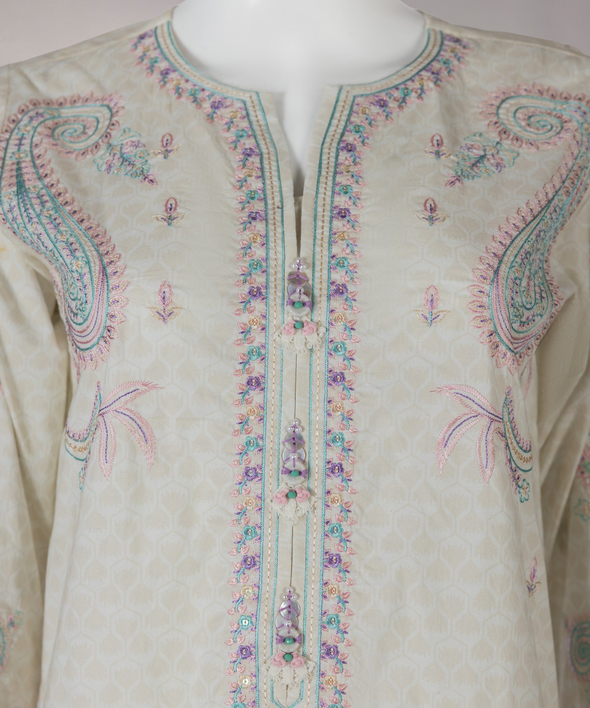 Beige Lawn Embroidered Unstitched 3Pc